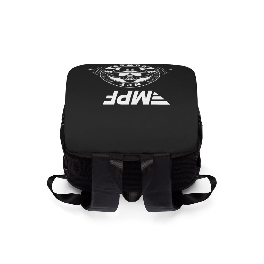 Black MPF Power Gym Backpack — Weightlifting Gorilla Logo Shoulder Backpack