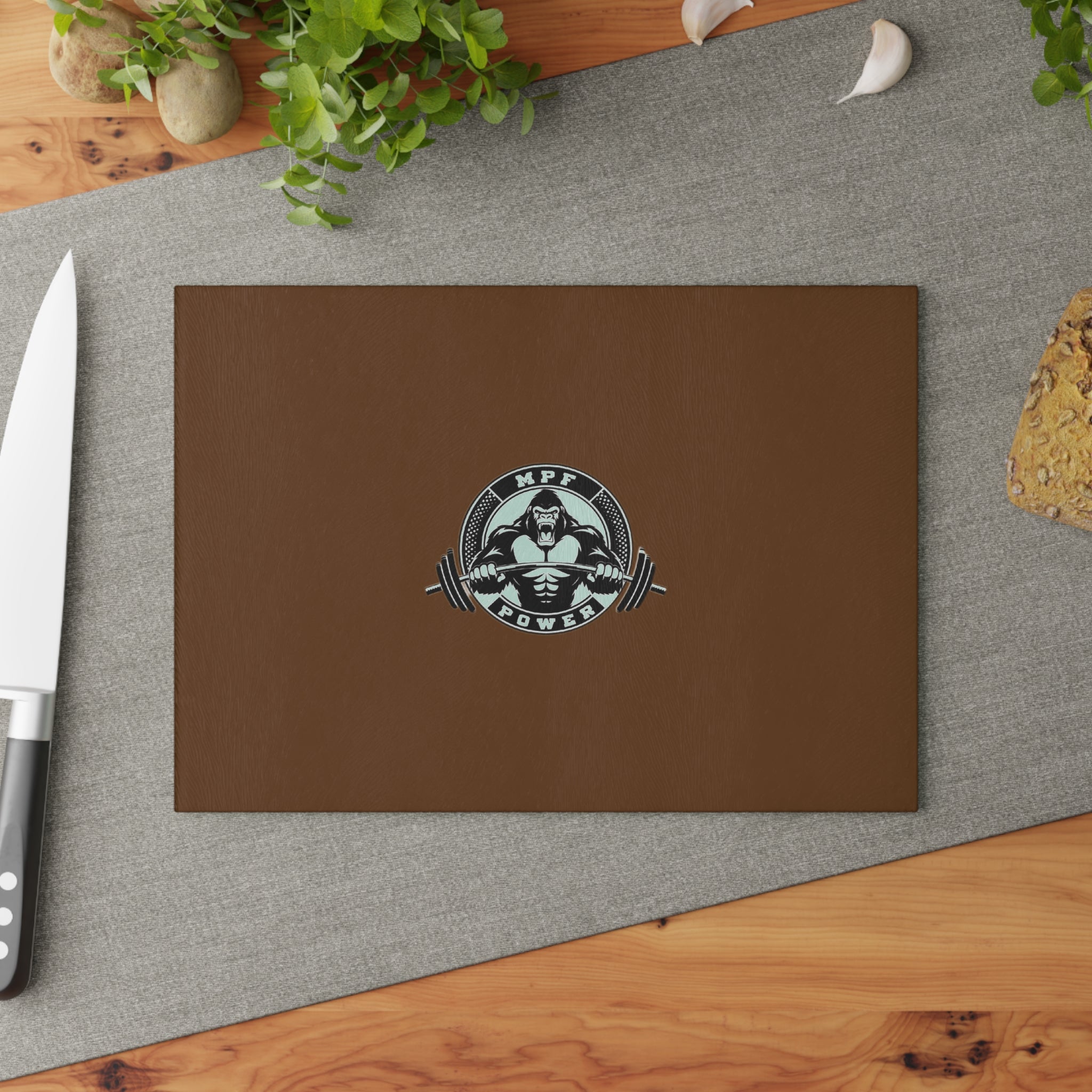 MPF Glass Cutting Board, Kitchen Decor, Weightlifting Gift, Chef Gift, Fitness Decor, Personalized Kitchen Item