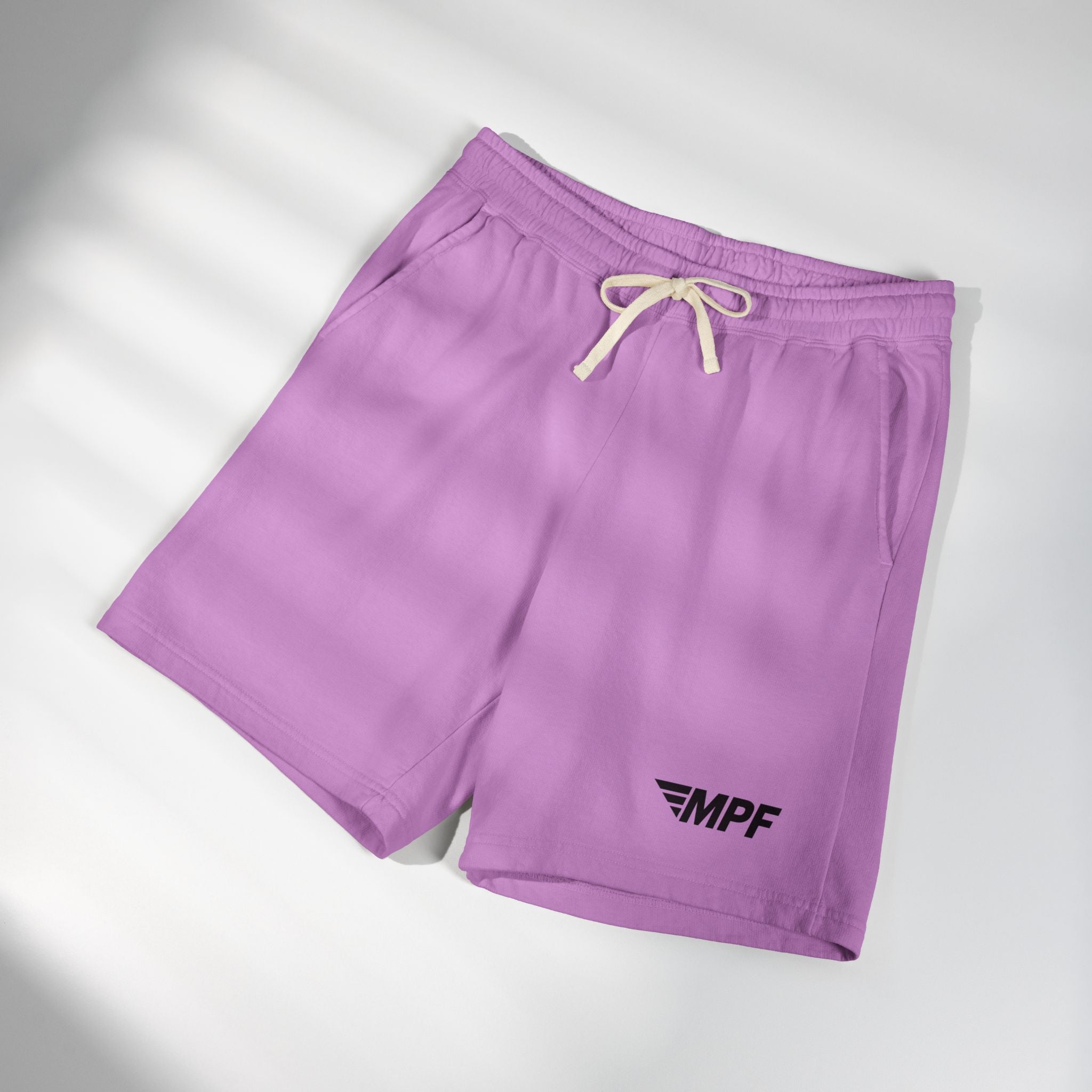 Stripe Lightweight Fleece Sweat Shorts — Minimal Compass Logo Lounge Shorts
