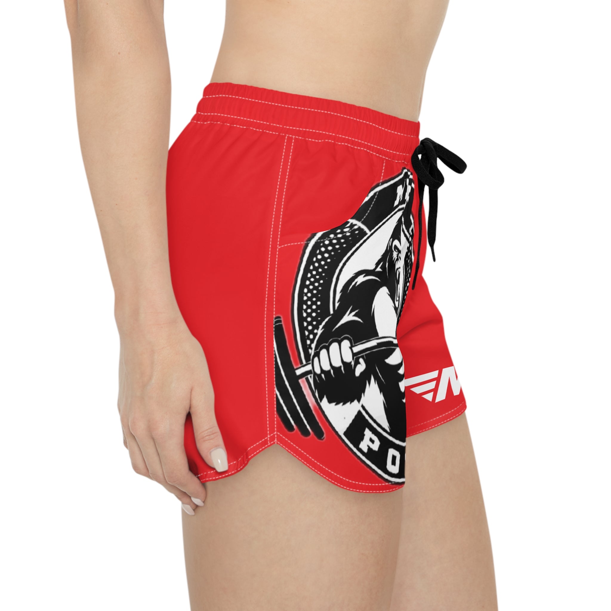 Red MPF Power Women's Casual Gym Shorts - Stylish Workout Wear for Active Lifestyle