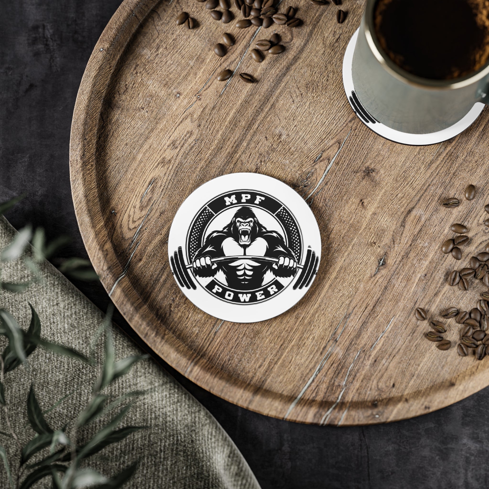 Muscle Power Coasters, Gym Decor, Fitness Drink Coasters, Housewarming Gift, Weightlifting Coasters, Home Bar Accessories