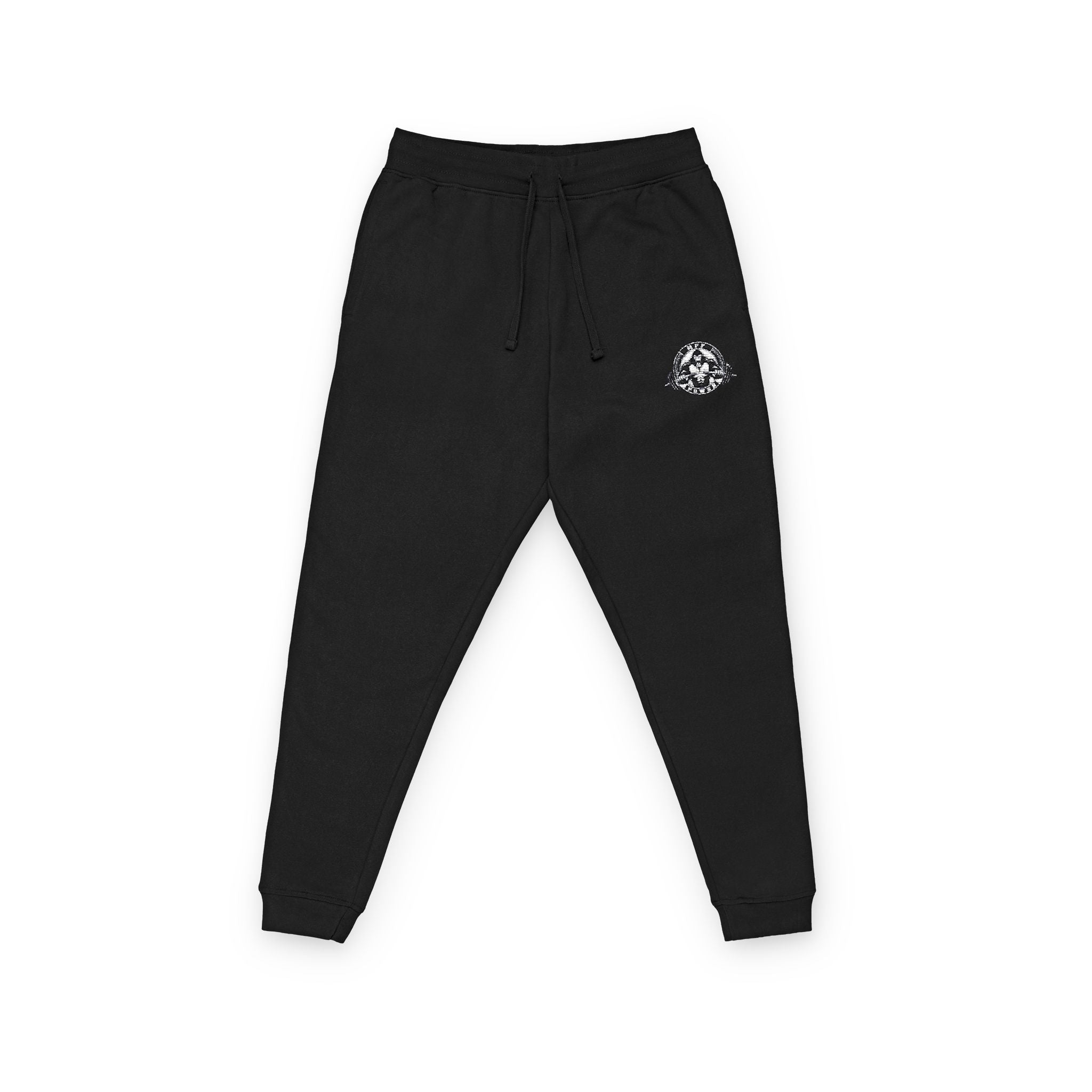 Embroidered Compass Rose Joggers — Casual Fleece Sweatpants