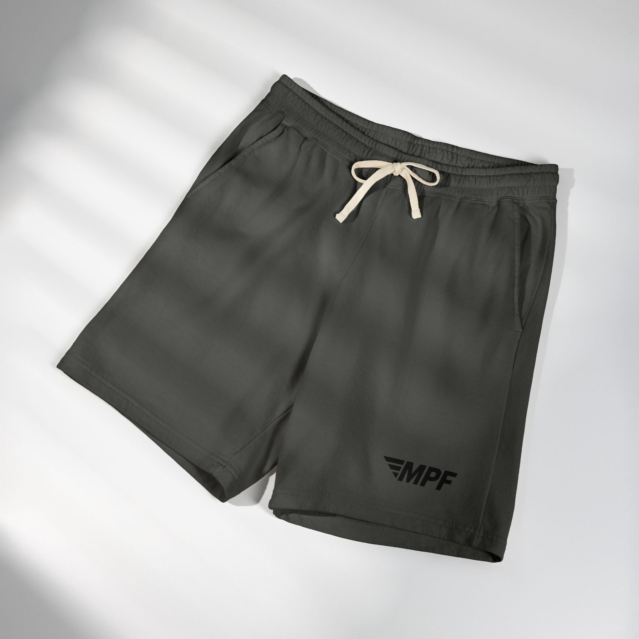Stripe Lightweight Fleece Sweat Shorts — Minimal Compass Logo Lounge Shorts