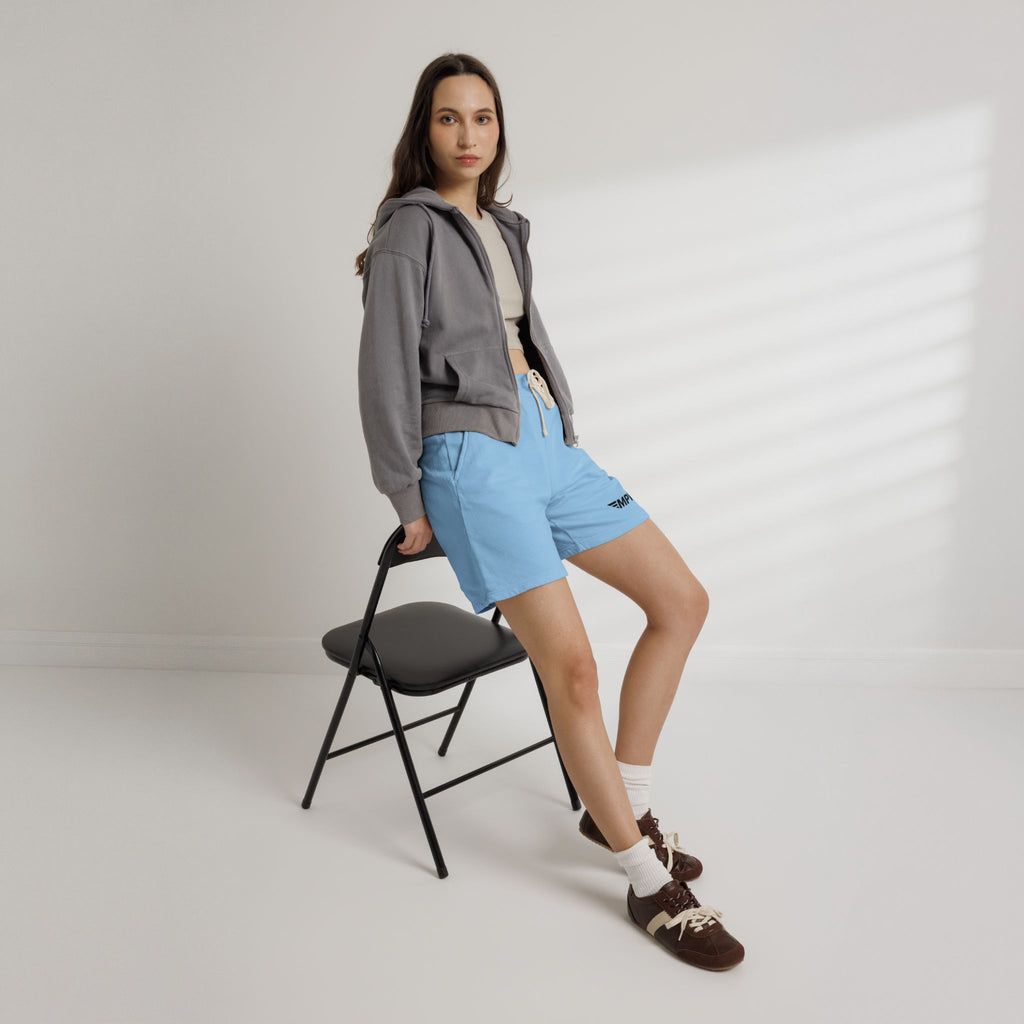 Stripe Lightweight Fleece Sweat Shorts — Minimal Compass Logo Lounge Shorts
