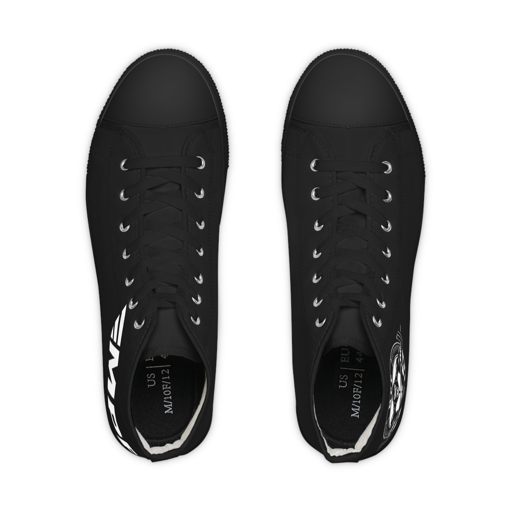 High Top Sneakers — Black Classic Skull Compass Design
