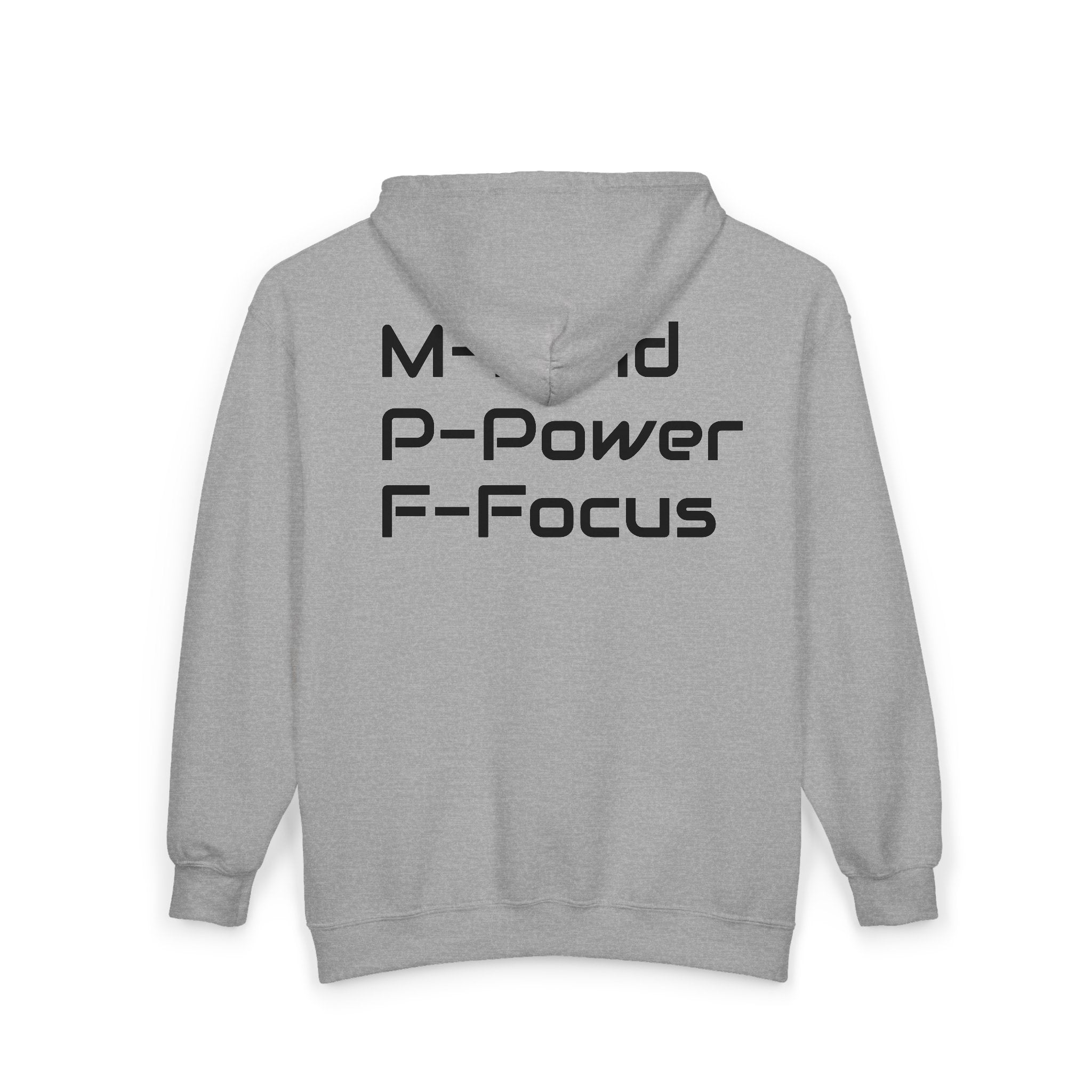 Mind Power Focus Zip Hoodie, Inspirational Sweatshirt, Gift for Motivation, Gym Wear, Unisex Activewear, Wellbeing Apparel