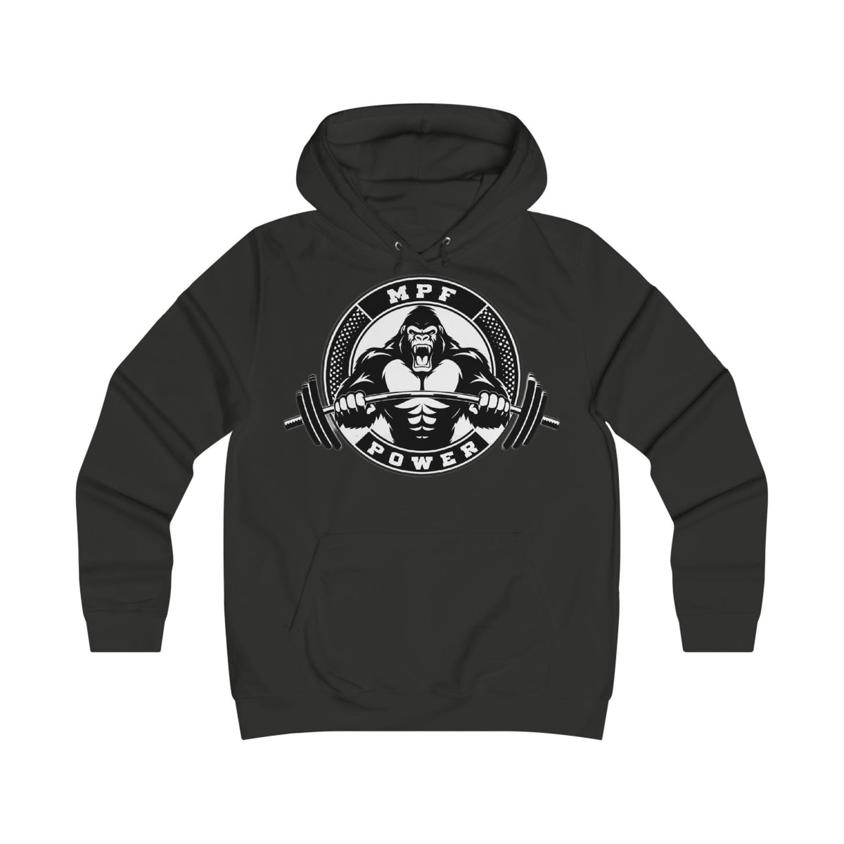 Gym Gorilla Hoodie — 'MPF Power' Weightlifting Hooded Sweatshirt with BACK: DOMINATE