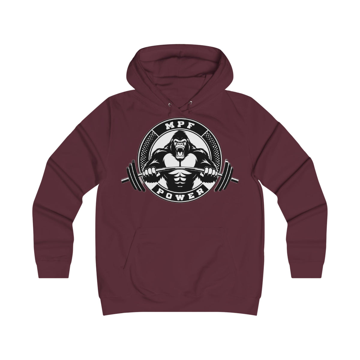 Gym Gorilla Hoodie — 'MPF Power' Weightlifting Hooded Sweatshirt with BACK: DOMINATE