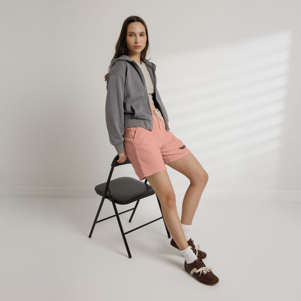 Stripe Lightweight Fleece Sweat Shorts — Minimal Compass Logo Lounge Shorts
