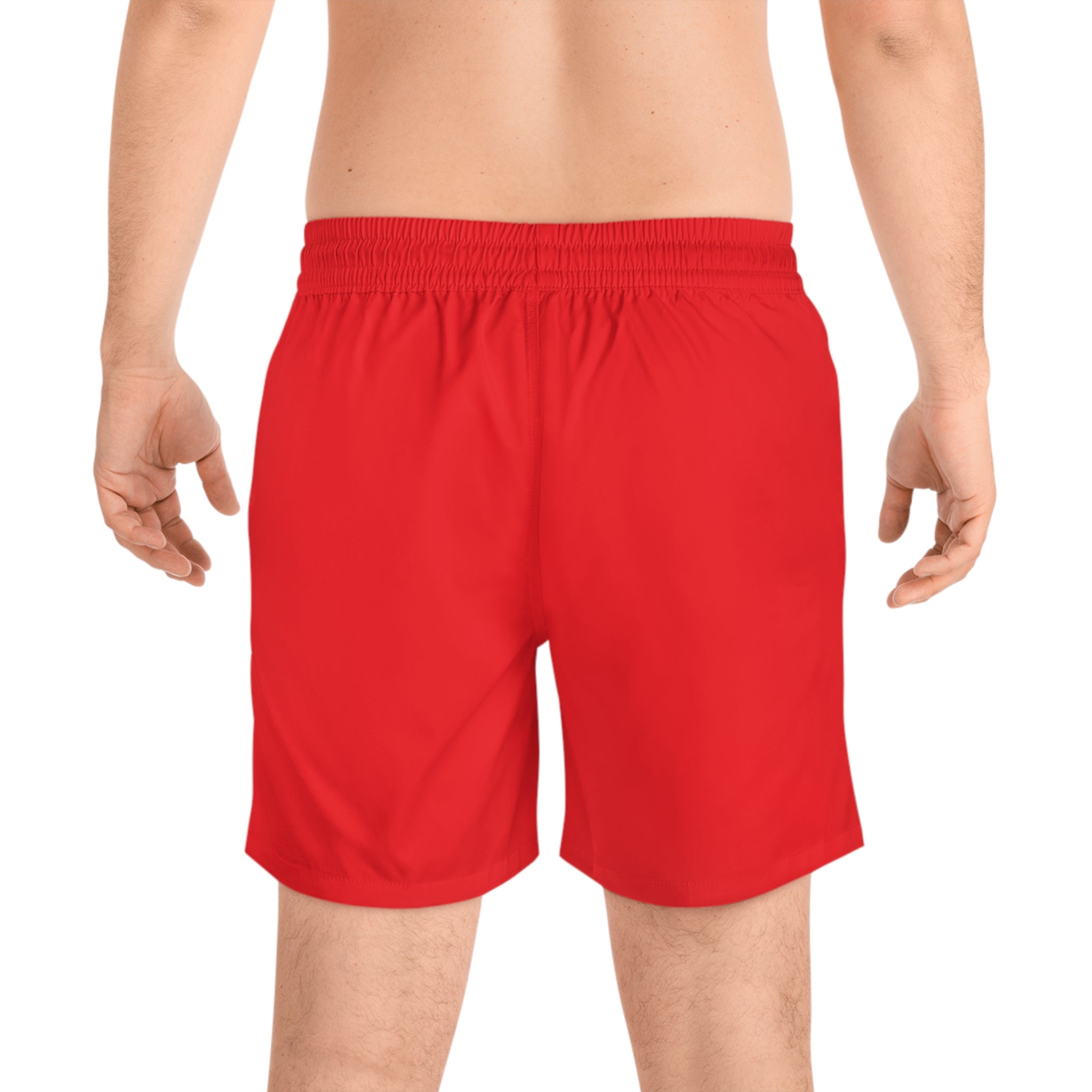 Red MPF Power Gorilla Swim Shorts — Men’s Mid-Length Athletic Beach Trunks