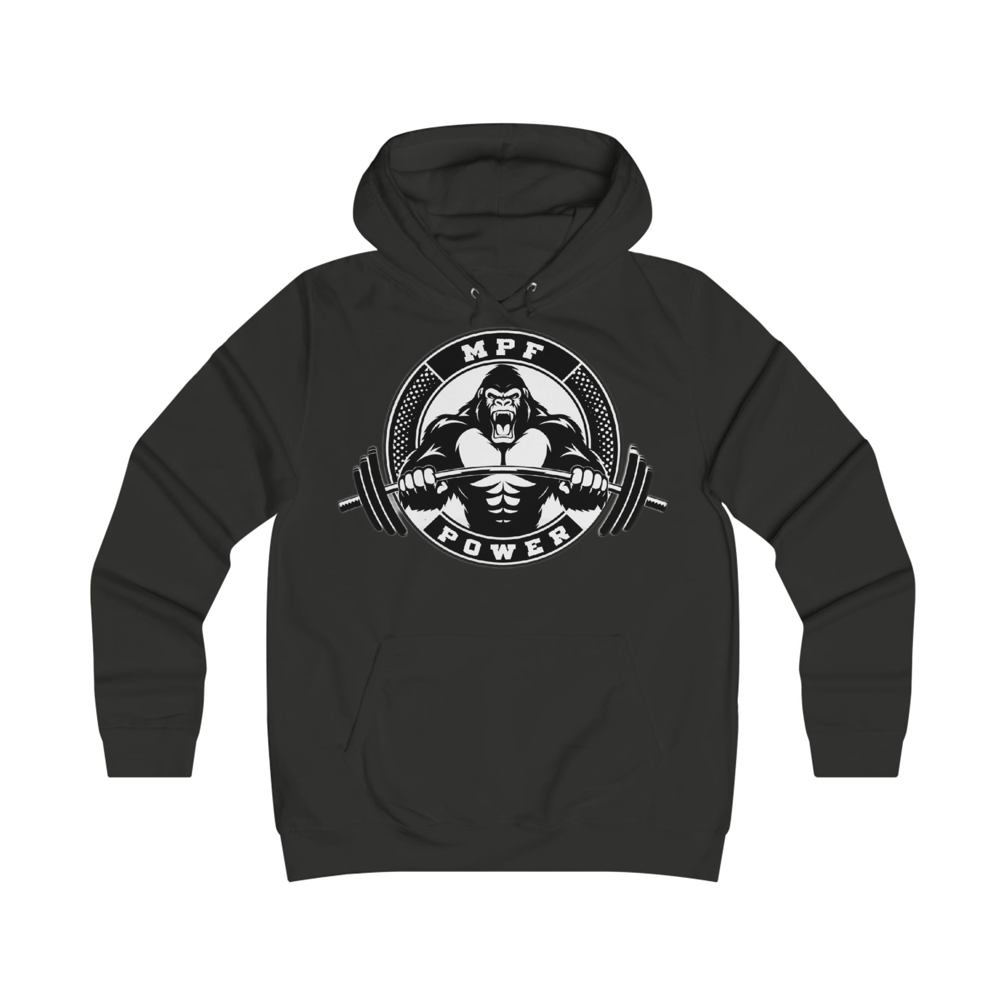 Gym Gorilla Hoodie — 'MPF Power' Weightlifting Hooded Sweatshirt with BACK: DOMINATE