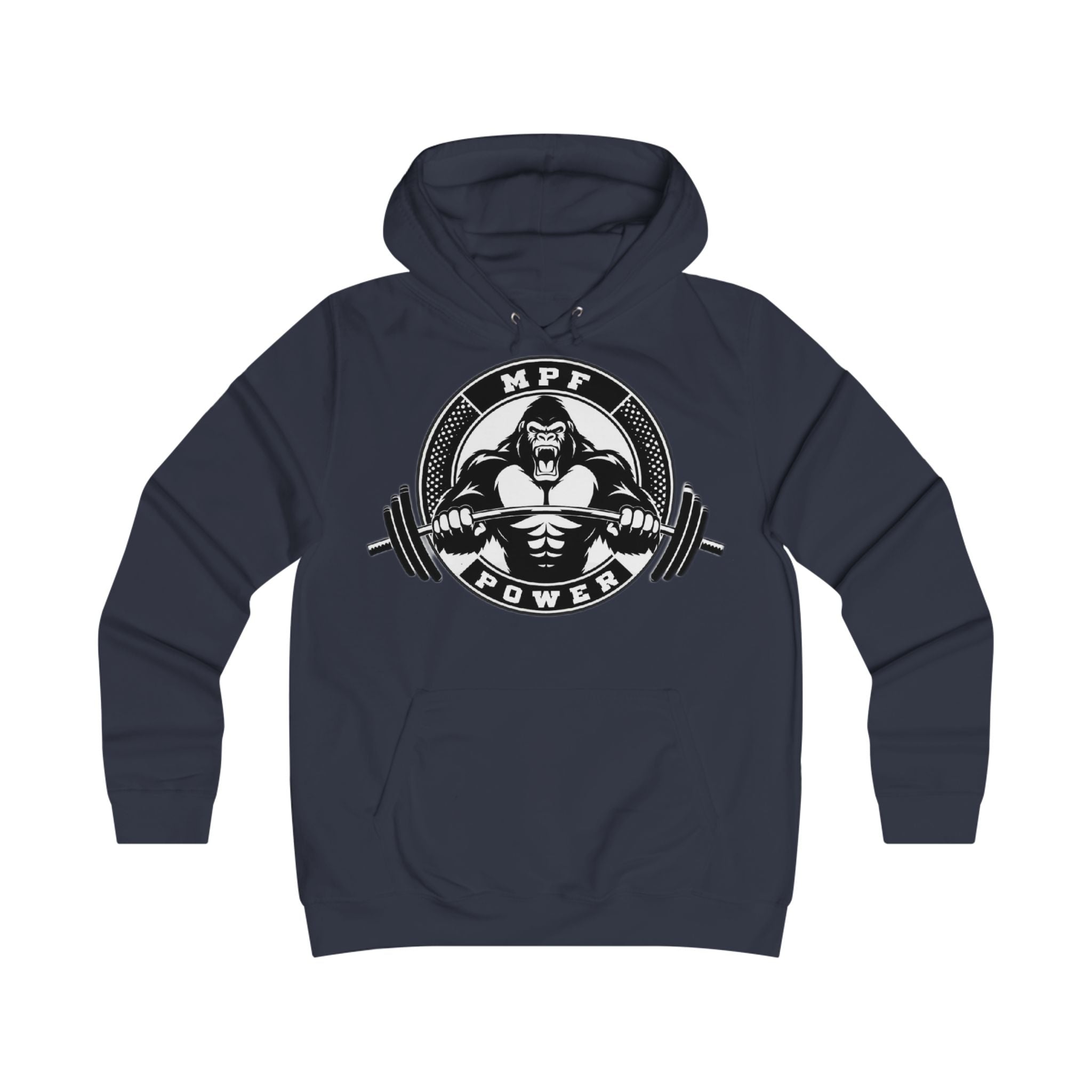 Gym Gorilla Hoodie — 'MPF Power' Weightlifting Hooded Sweatshirt with BACK: DOMINATE