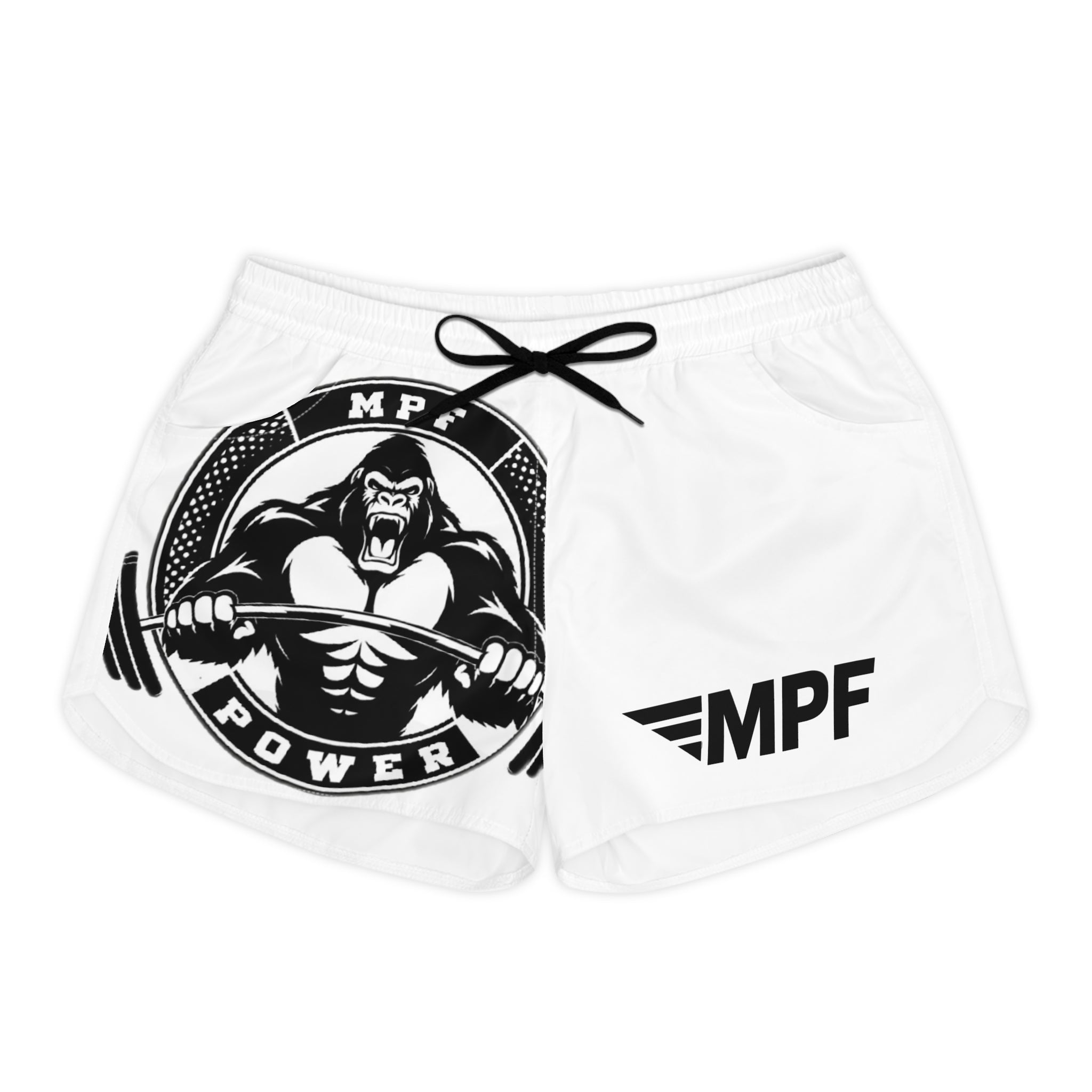 White MPF Power Women's Casual Gym Shorts - Stylish Workout Wear for Active Lifestyle