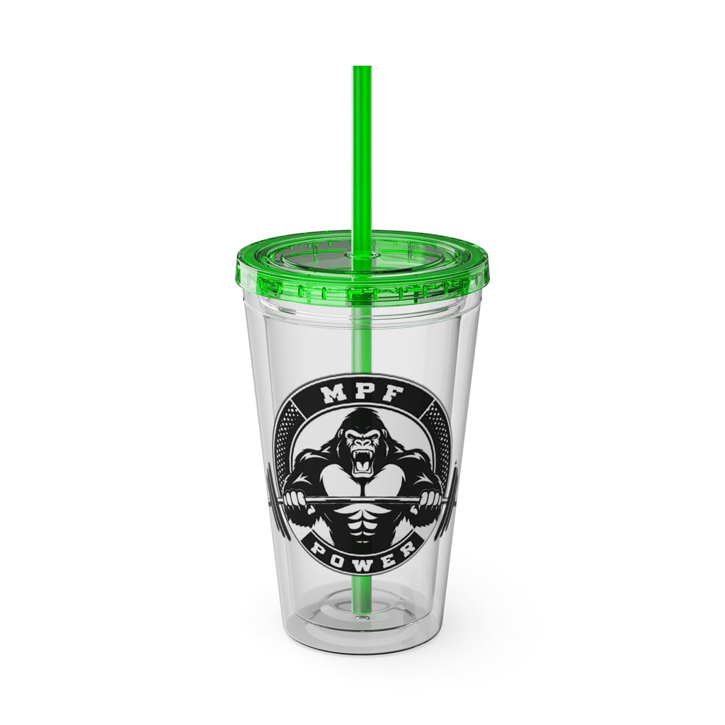 MPF Power Gym Tumbler, Motivational Sports Cup, Workout Gift for Athletes, Reusable Travel Mug, Fitness Drinkware