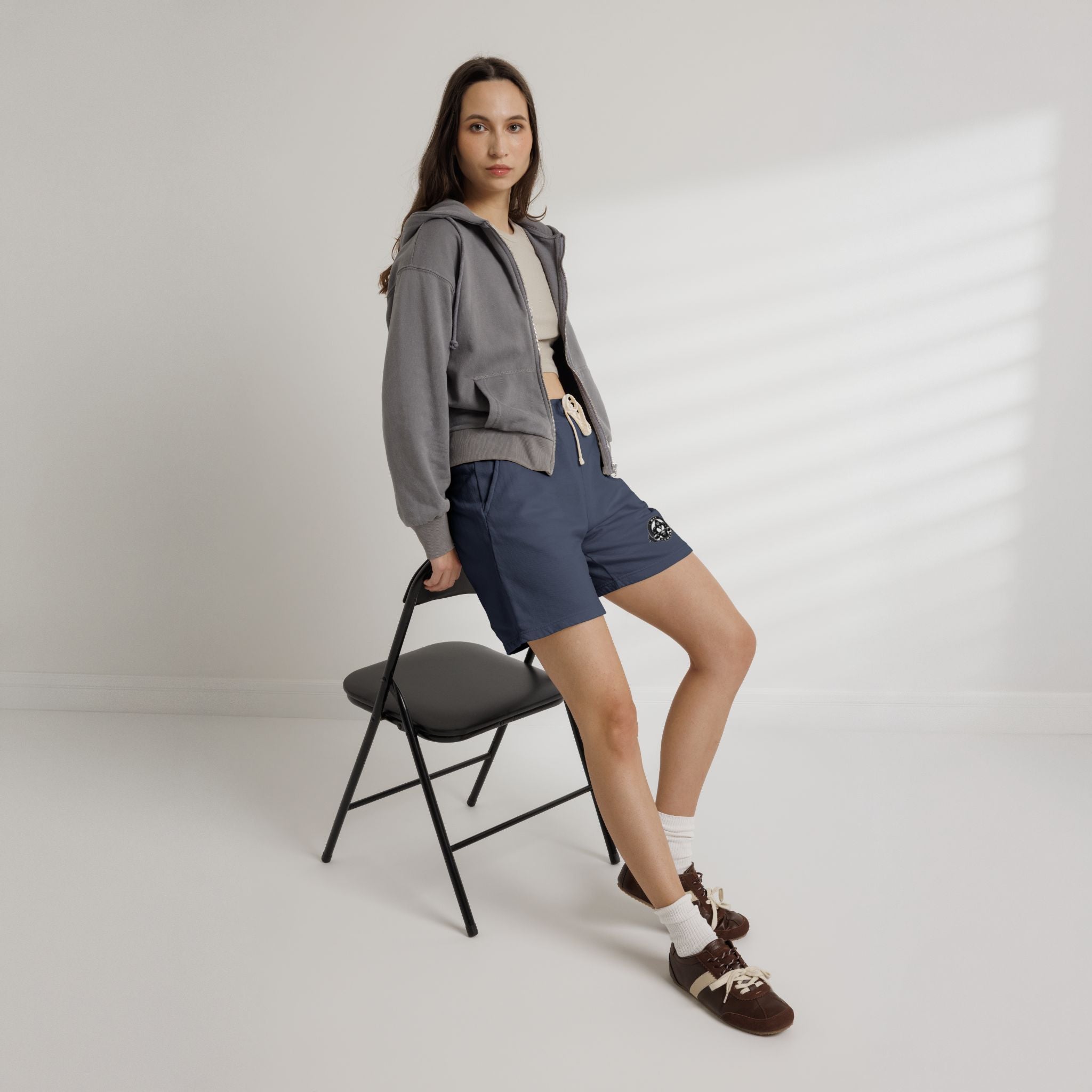 Lightweight Fleece Sweat Shorts — Minimal Compass Logo Lounge Shorts