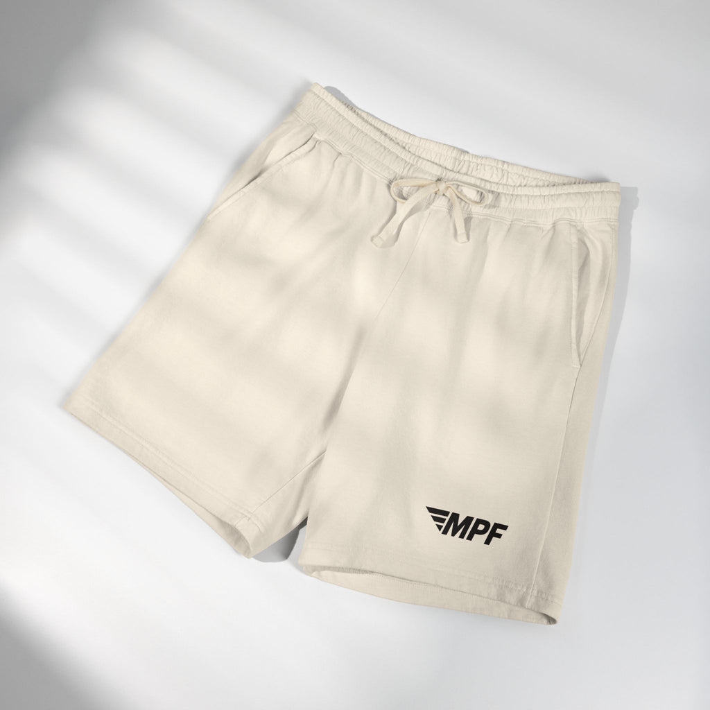 Stripe Lightweight Fleece Sweat Shorts — Minimal Compass Logo Lounge Shorts