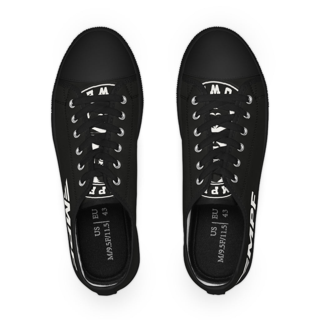 Low Top Sneakers – Black 'EMPF' Graphic Canvas Trainers