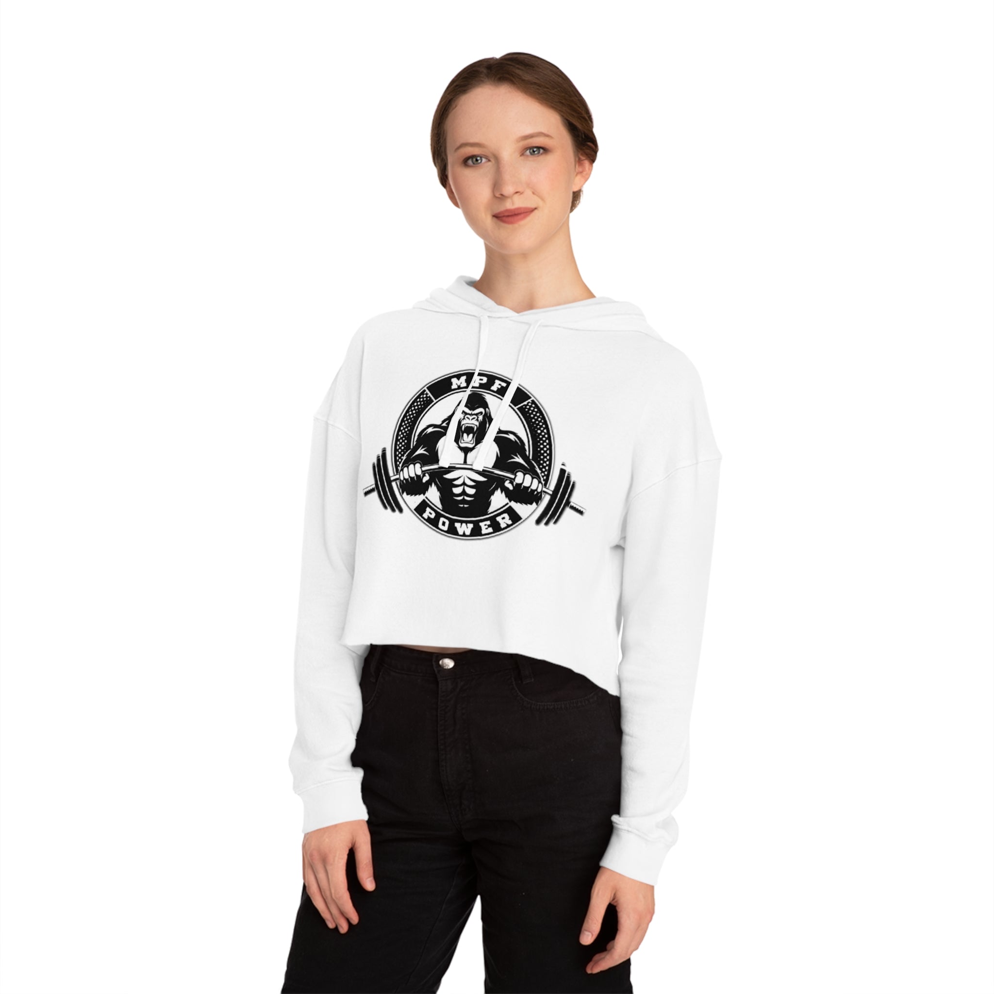 Power & Motivation Women’s Cropped Hooded Sweatshirt - 'No Excuses!' Gym Wear