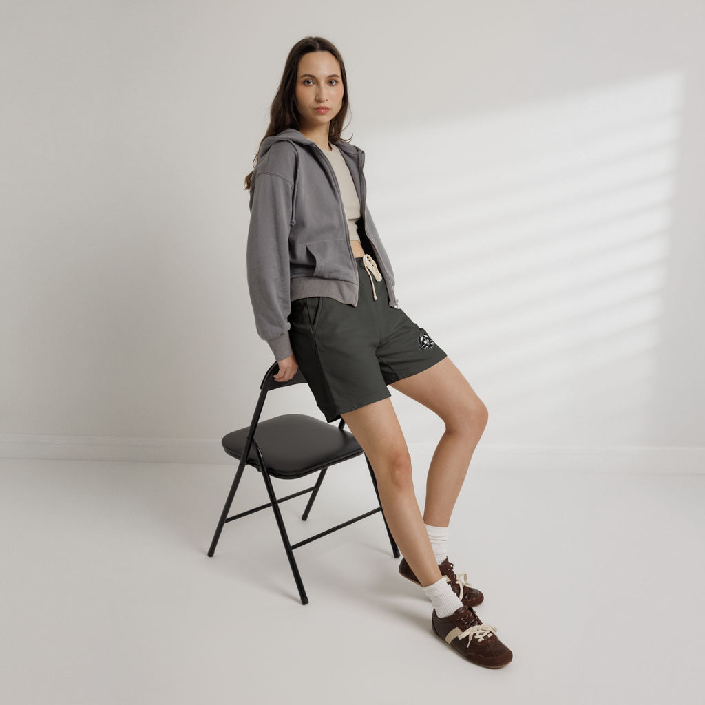 Lightweight Fleece Sweat Shorts — Minimal Compass Logo Lounge Shorts