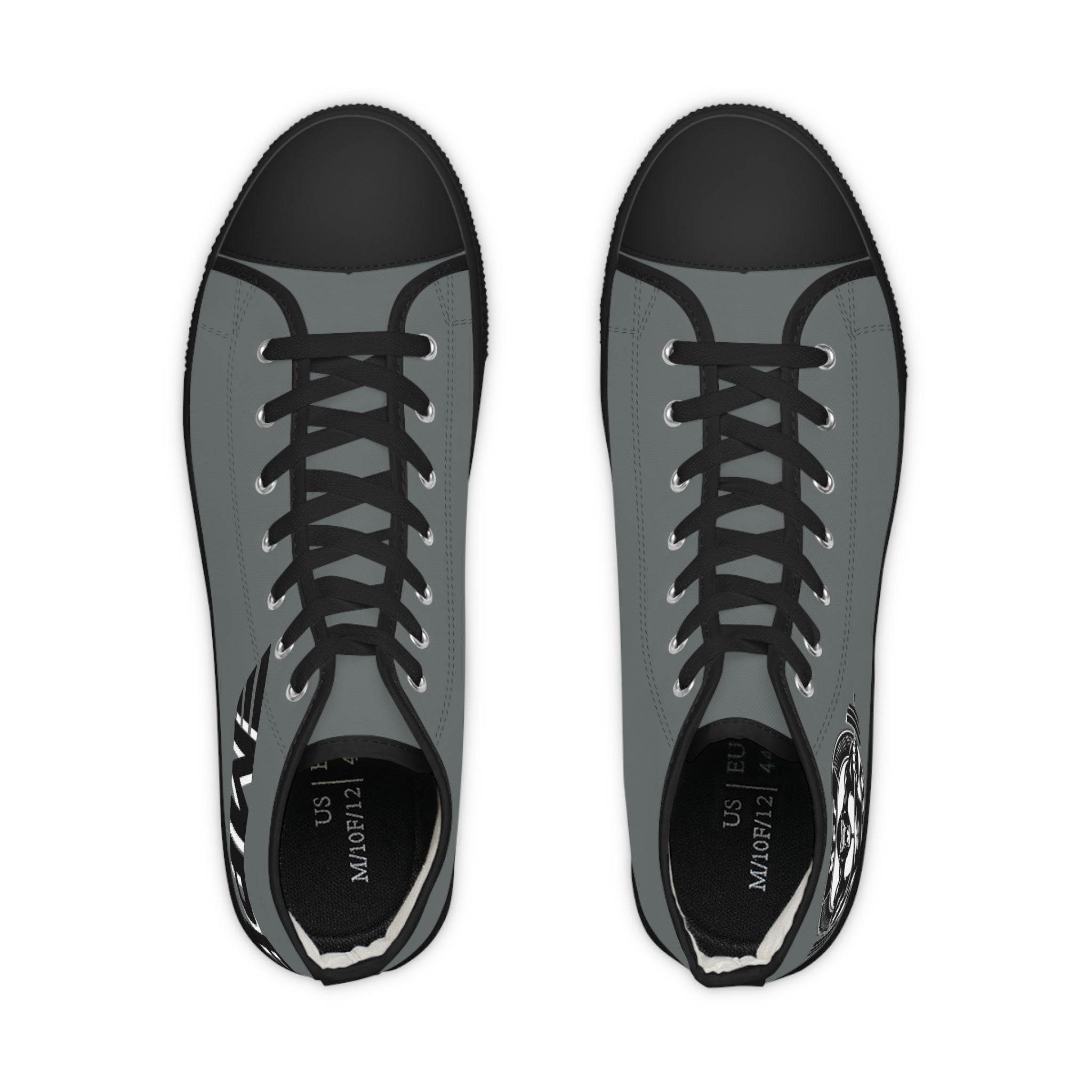 High Top Sneakers — Black Classic Skull Compass Design