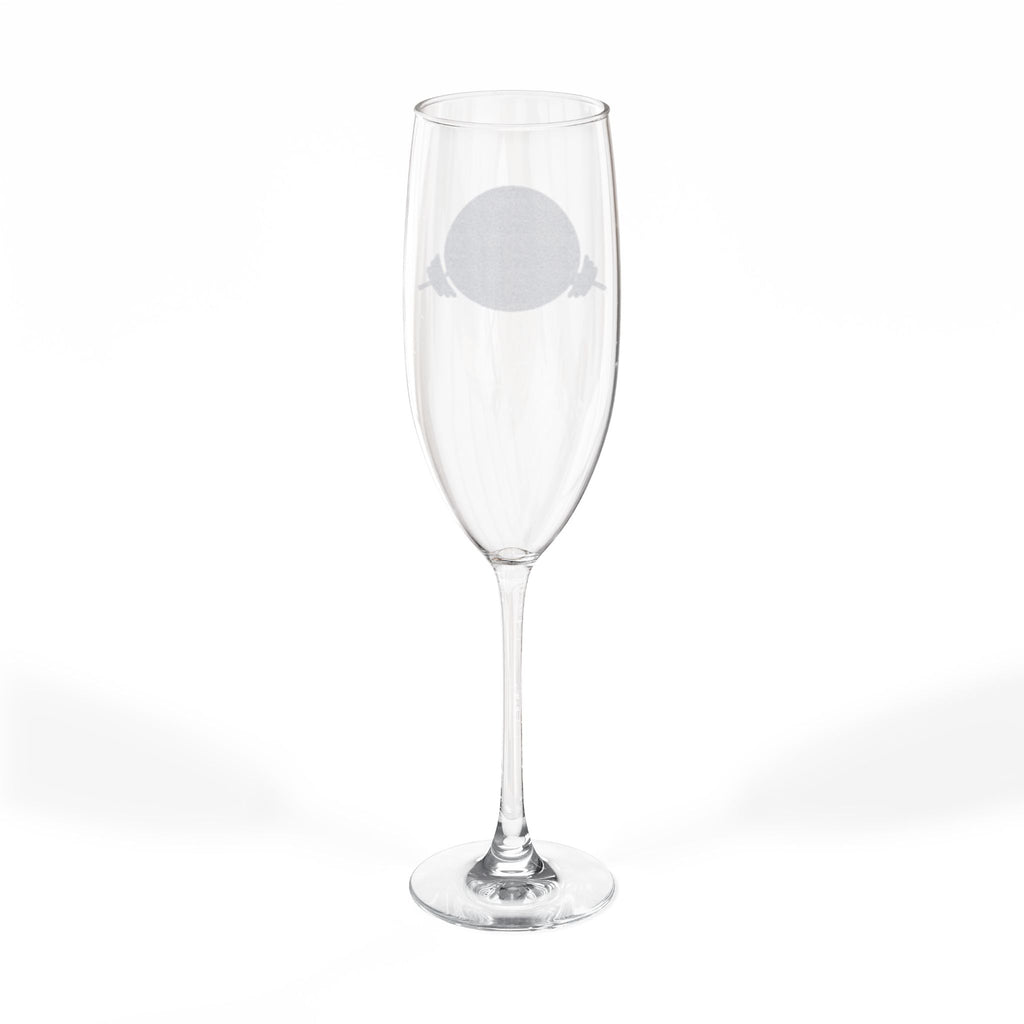 Engraved 8oz Champagne Flute — Elegant Crest Design for Weddings & Celebrations