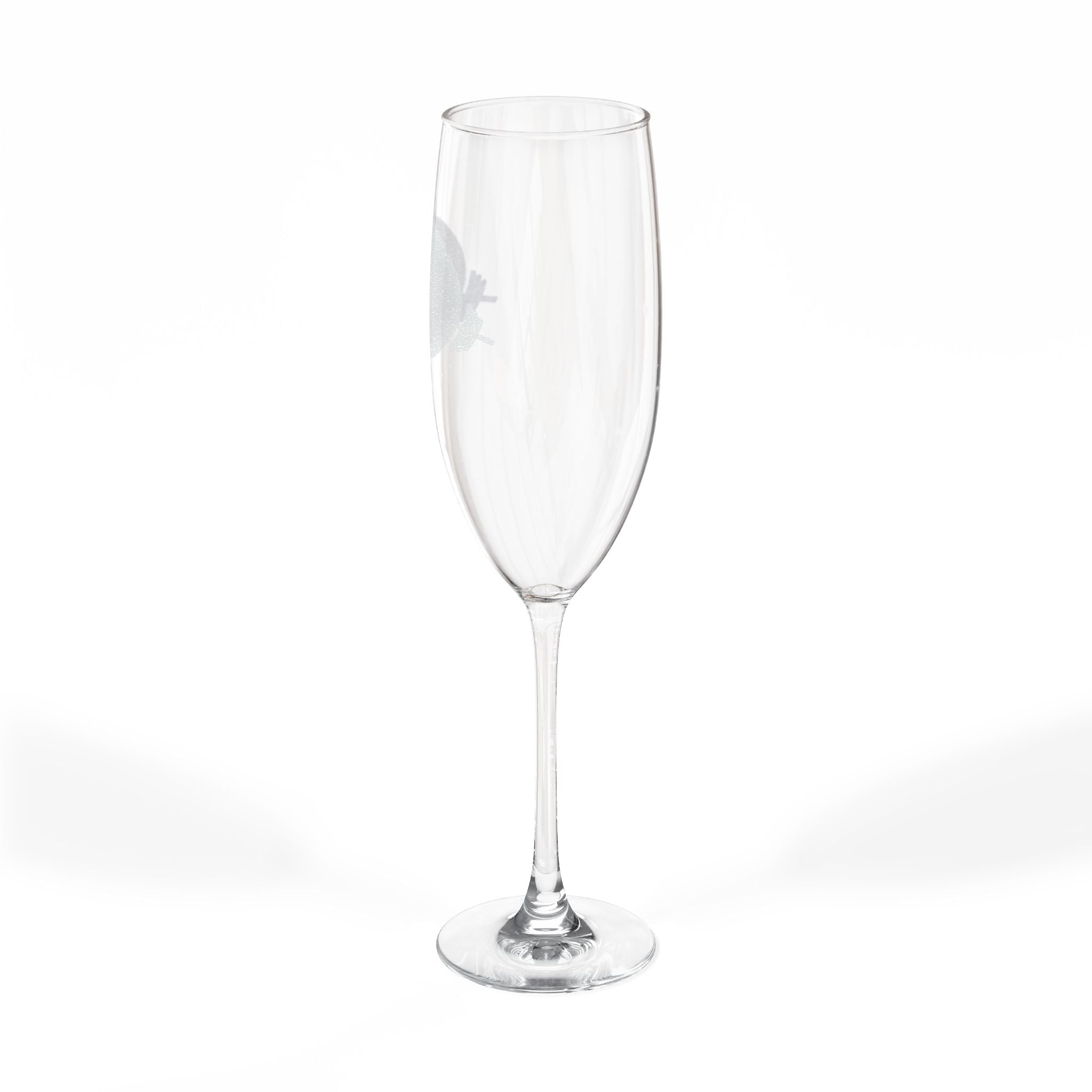 Engraved 8oz Champagne Flute — Elegant Crest Design for Weddings & Celebrations