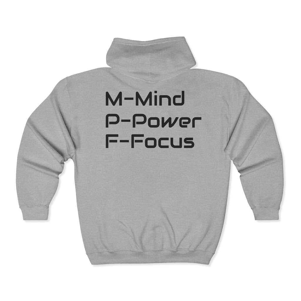 Mind Power Focus Zip Hoodie, Inspirational Sweatshirt, Gift for Motivation, Gym Wear, Unisex Activewear, Wellbeing Apparel