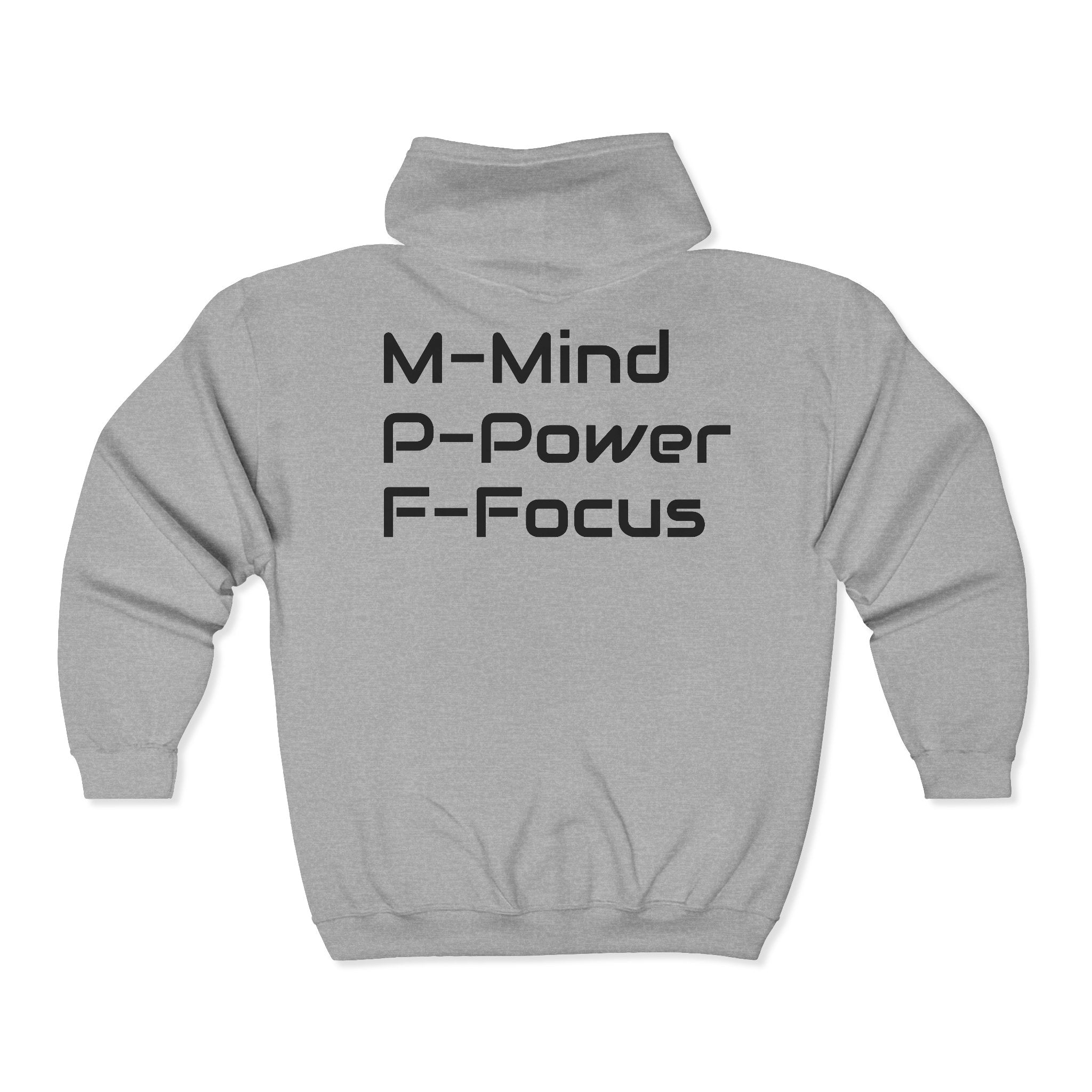Mind Power Focus Zip Hoodie, Inspirational Sweatshirt, Gift for Motivation, Gym Wear, Unisex Activewear, Wellbeing Apparel