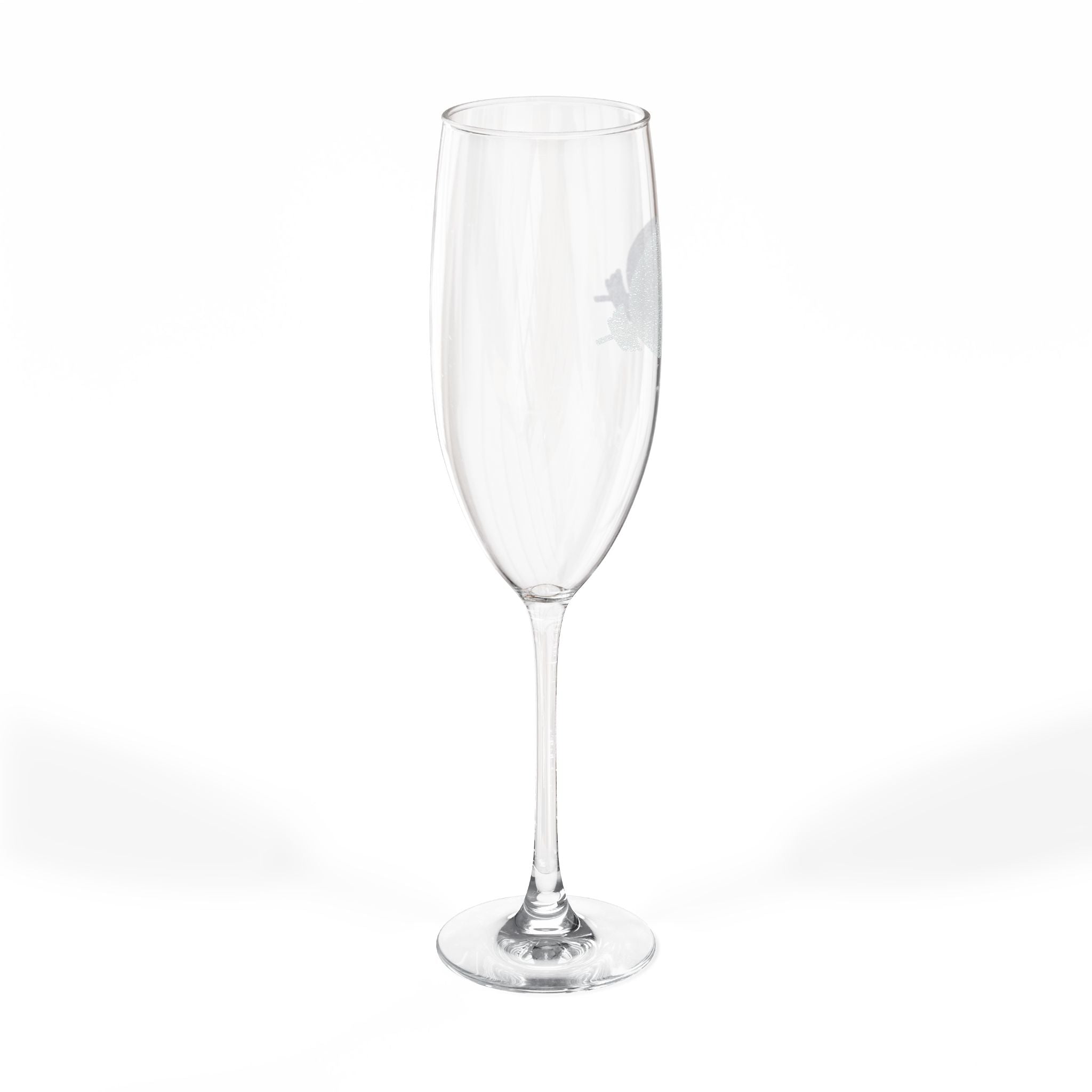 Engraved 8oz Champagne Flute — Elegant Crest Design for Weddings & Celebrations
