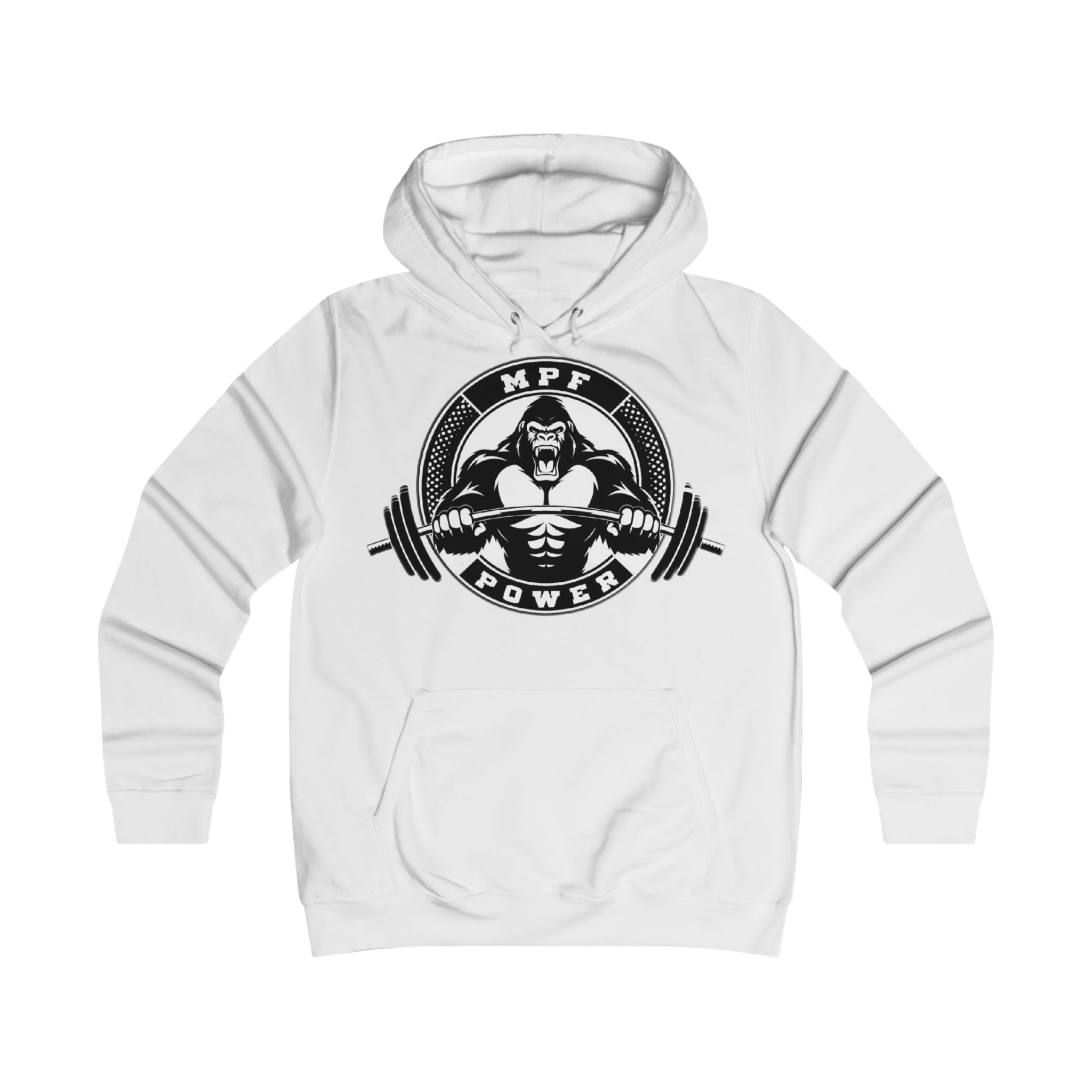 Gym Gorilla Hoodie — 'MPF Power' Weightlifting Hooded Sweatshirt with BACK: DOMINATE
