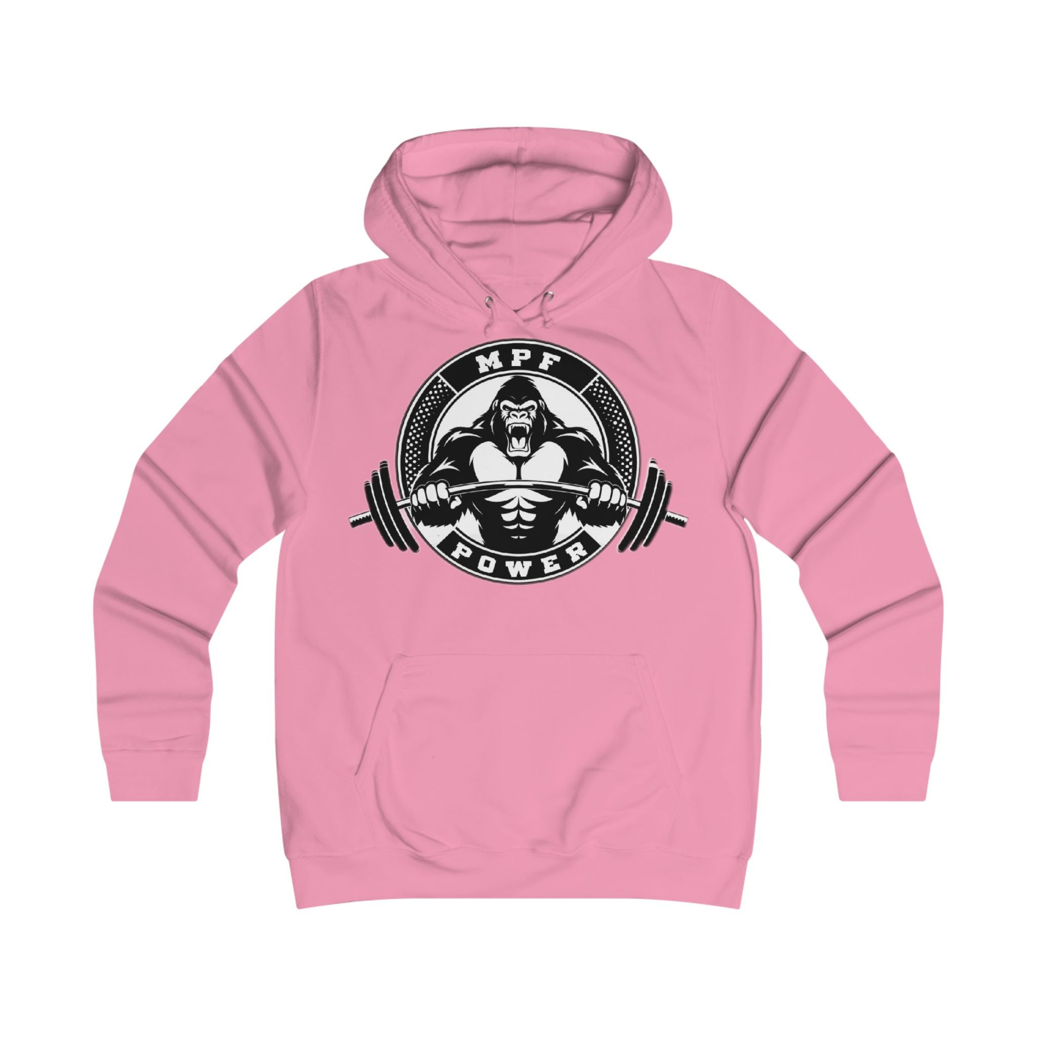 Gym Gorilla Hoodie — 'MPF Power' Weightlifting Hooded Sweatshirt with BACK: DOMINATE