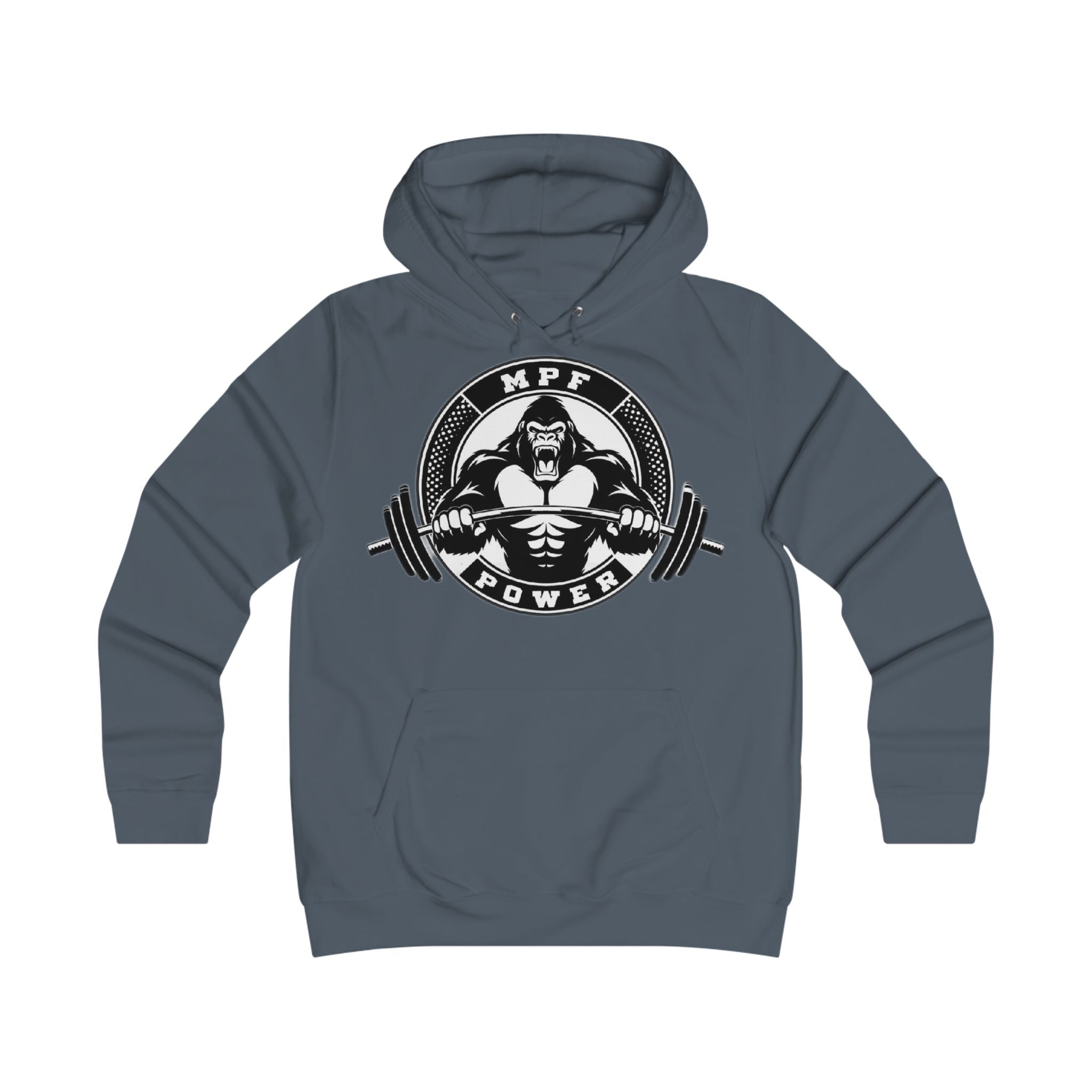 Gym Gorilla Hoodie — 'MPF Power' Weightlifting Hooded Sweatshirt with BACK: DOMINATE