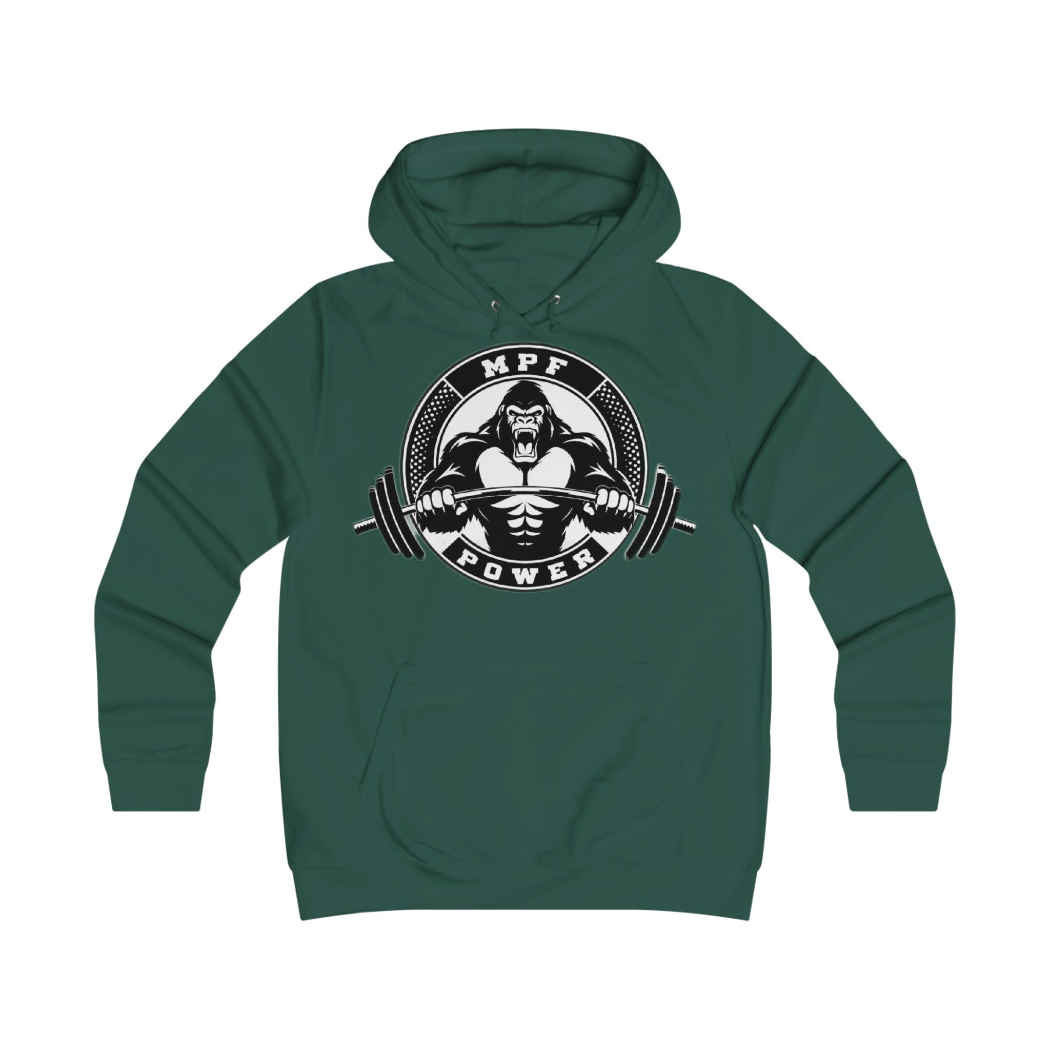 Gym Gorilla Hoodie — 'MPF Power' Weightlifting Hooded Sweatshirt with BACK: DOMINATE