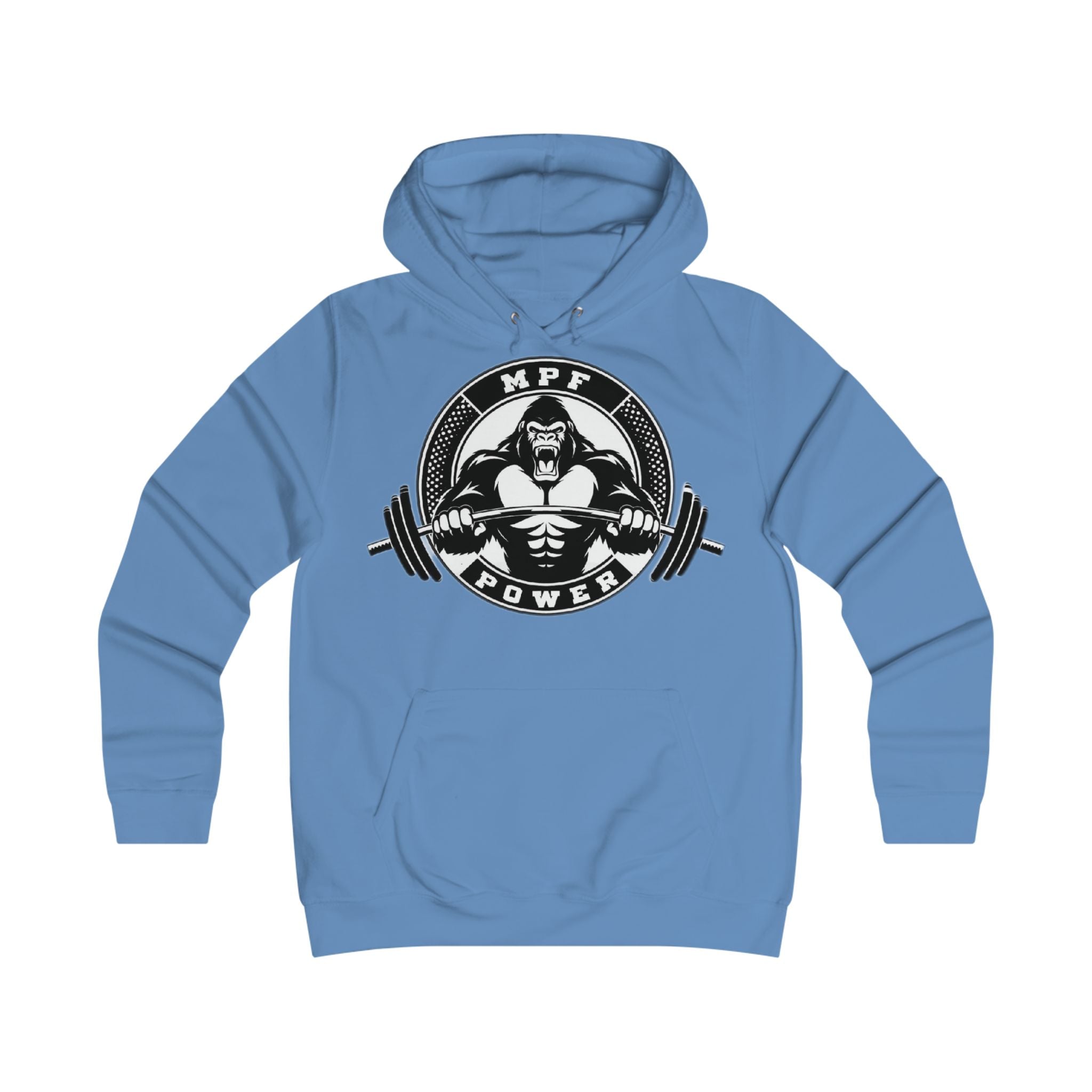 Gym Gorilla Hoodie — 'MPF Power' Weightlifting Hooded Sweatshirt with BACK: DOMINATE