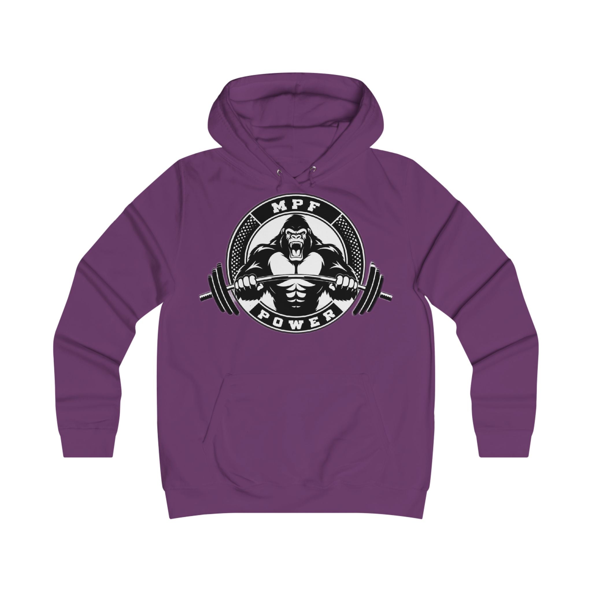 Gym Gorilla Hoodie — 'MPF Power' Weightlifting Hooded Sweatshirt with BACK: DOMINATE