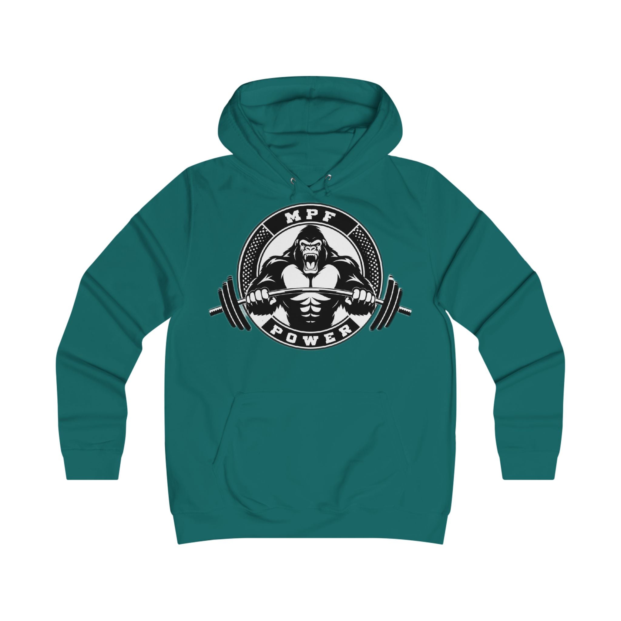 Gym Gorilla Hoodie — 'MPF Power' Weightlifting Hooded Sweatshirt with BACK: DOMINATE
