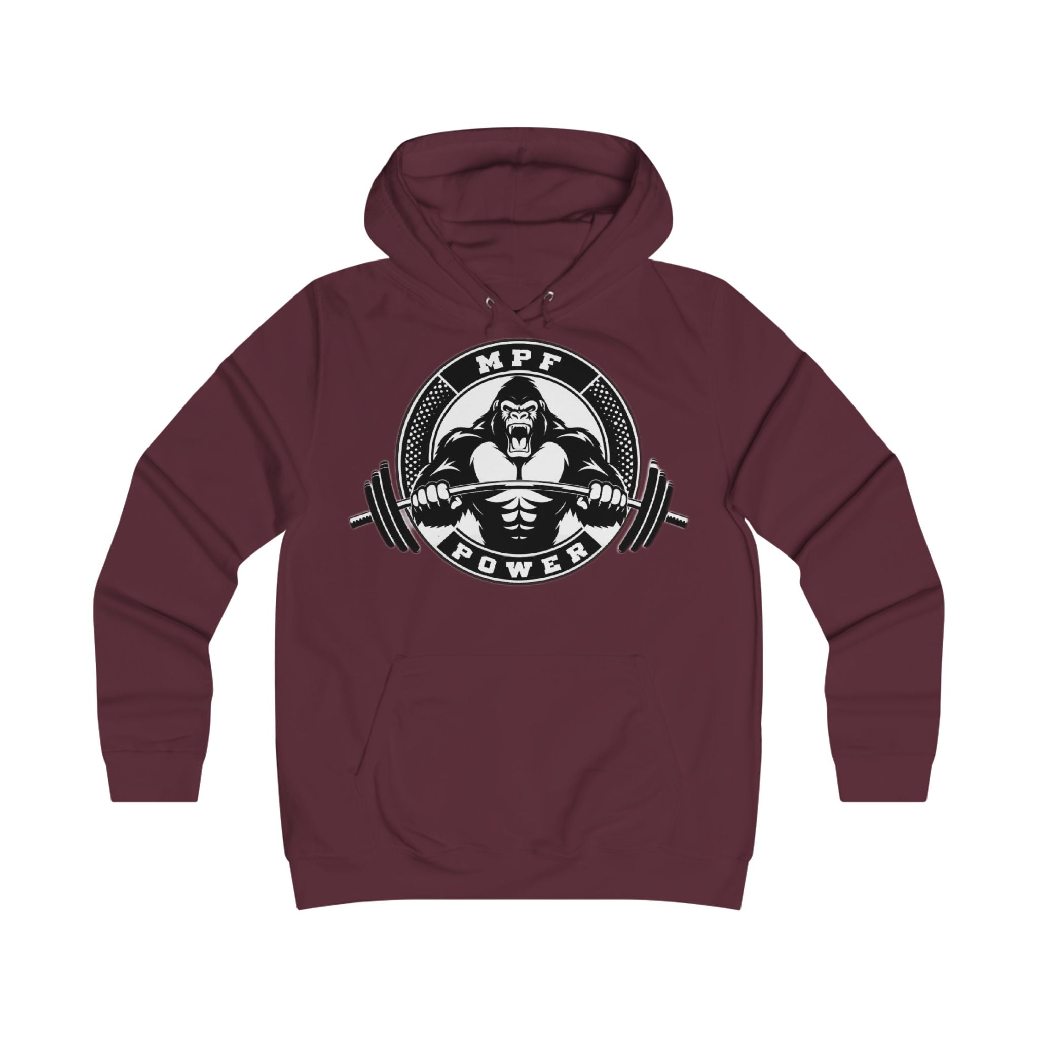 Gym Gorilla Hoodie — 'MPF Power' Weightlifting Hooded Sweatshirt with BACK: DOMINATE