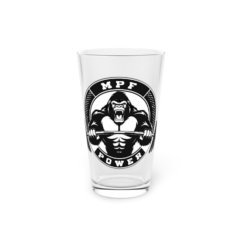 Power Muscle Pint Glass, 16oz - Fitness Gift for Gym Lovers, Workout Enthusiasts, Powerlifting Occasion, Unique Barware
