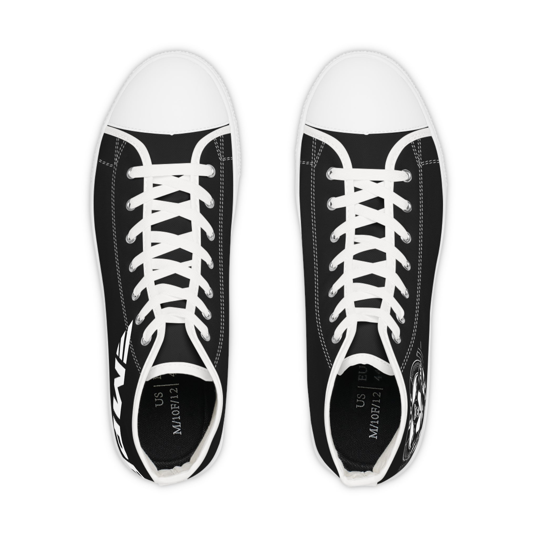 High Top Sneakers — Black Classic Skull Compass Design