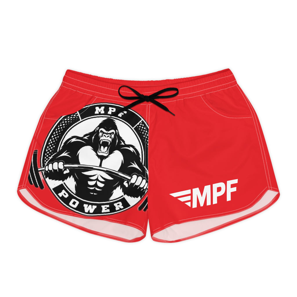 Red MPF Power Women's Casual Gym Shorts - Stylish Workout Wear for Active Lifestyle