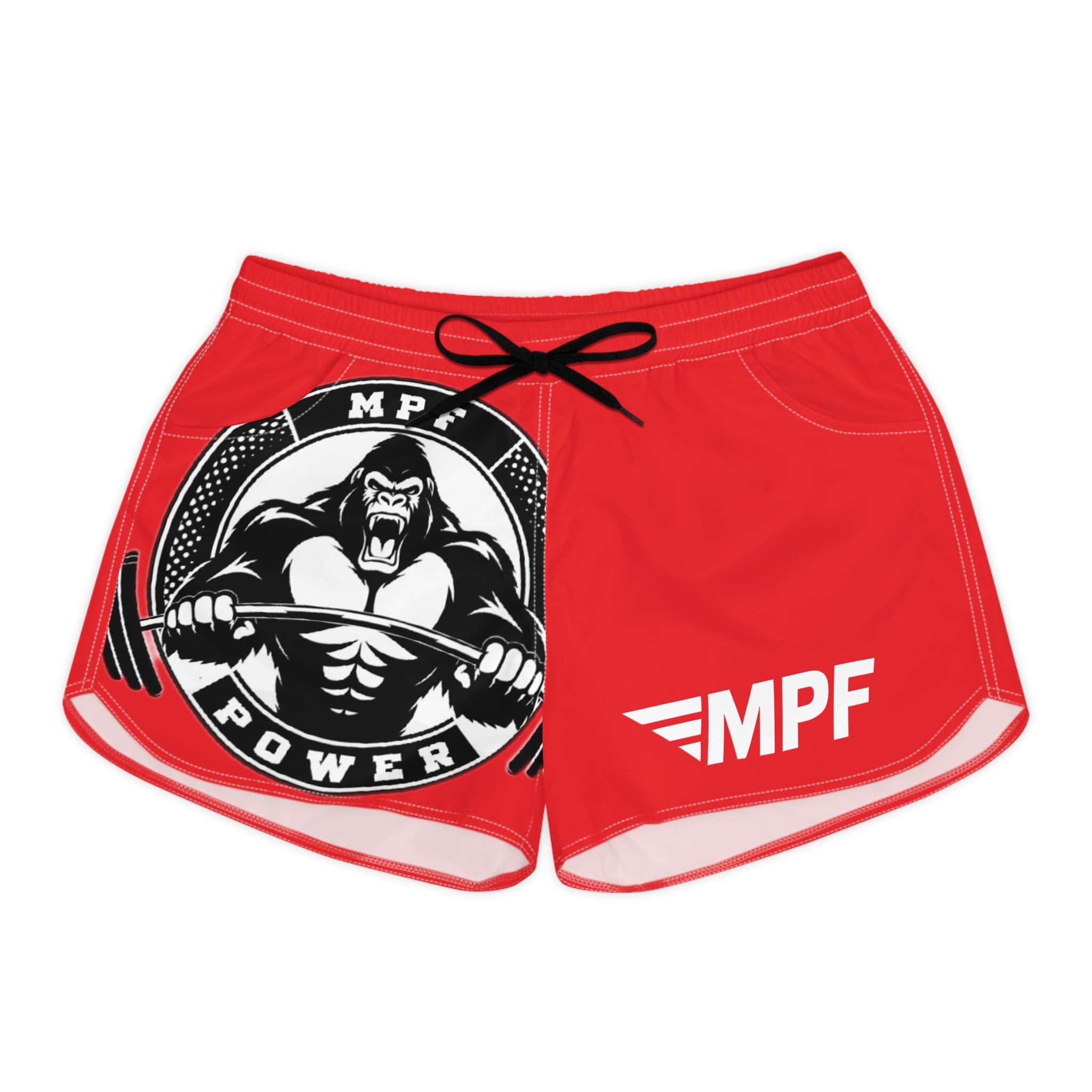 Red MPF Power Women's Casual Gym Shorts - Stylish Workout Wear for Active Lifestyle