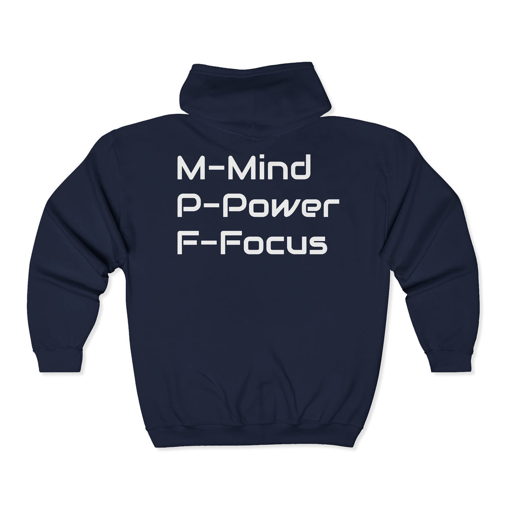 Mind Power Focus Zip Hoodie, Inspirational Sweatshirt, Gift for Motivation, Gym Wear, Unisex Activewear, Wellbeing Apparel