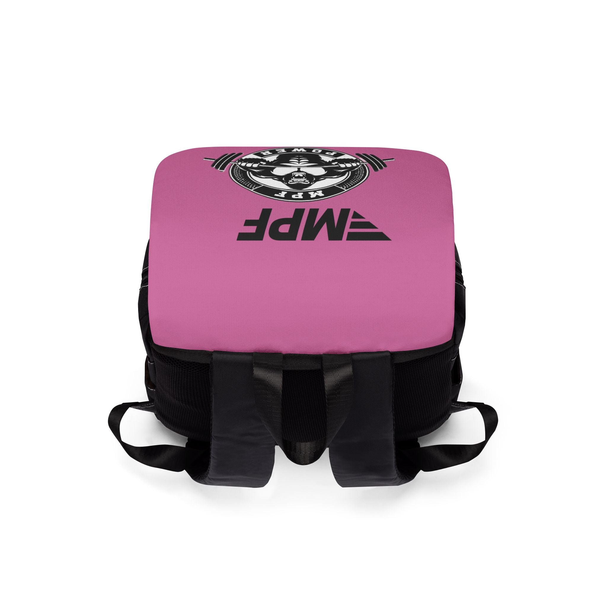 Pink MPF Power Gym Backpack — Weightlifting Gorilla Logo Shoulder Backpack