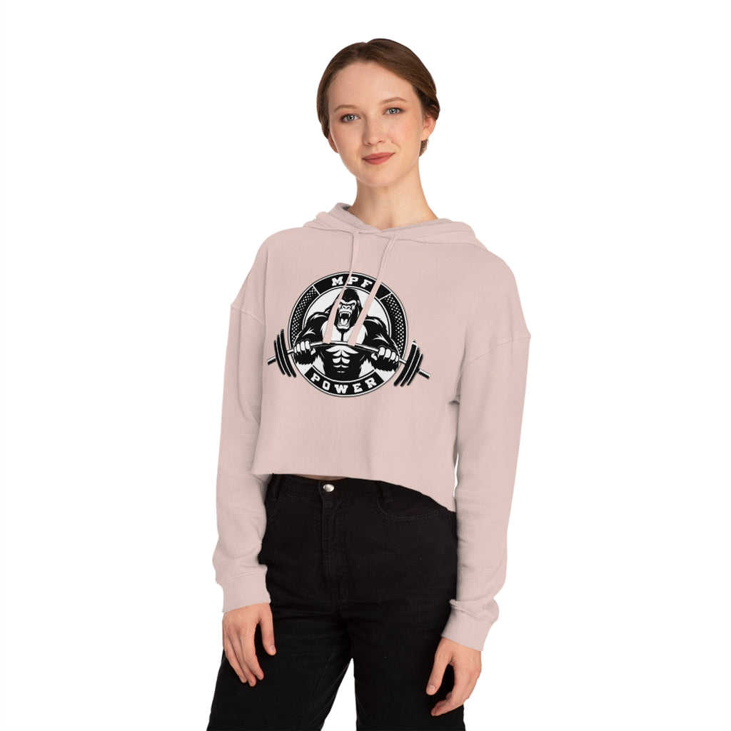 Power & Motivation Women’s Cropped Hooded Sweatshirt - 'No Excuses!' Gym Wear