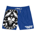 Blue MPF Power Gorilla Swim Shorts — Men’s Mid-Length Athletic Beach Trunks