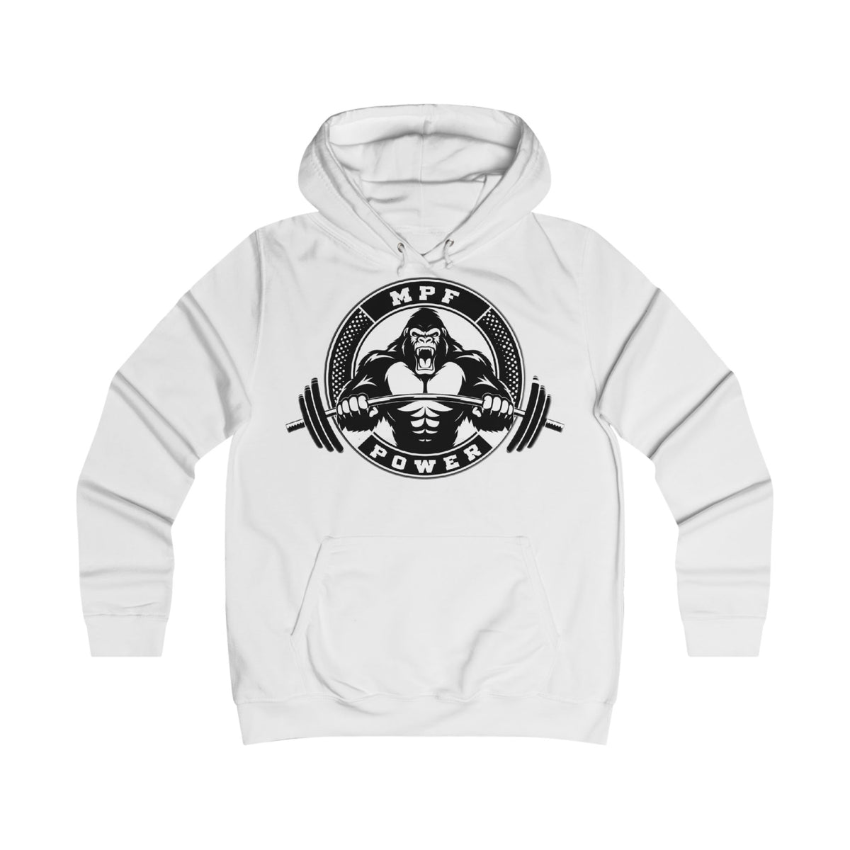 Gym Gorilla Hoodie — 'MPF Power' Weightlifting Hooded Sweatshirt with BACK: DOMINATE