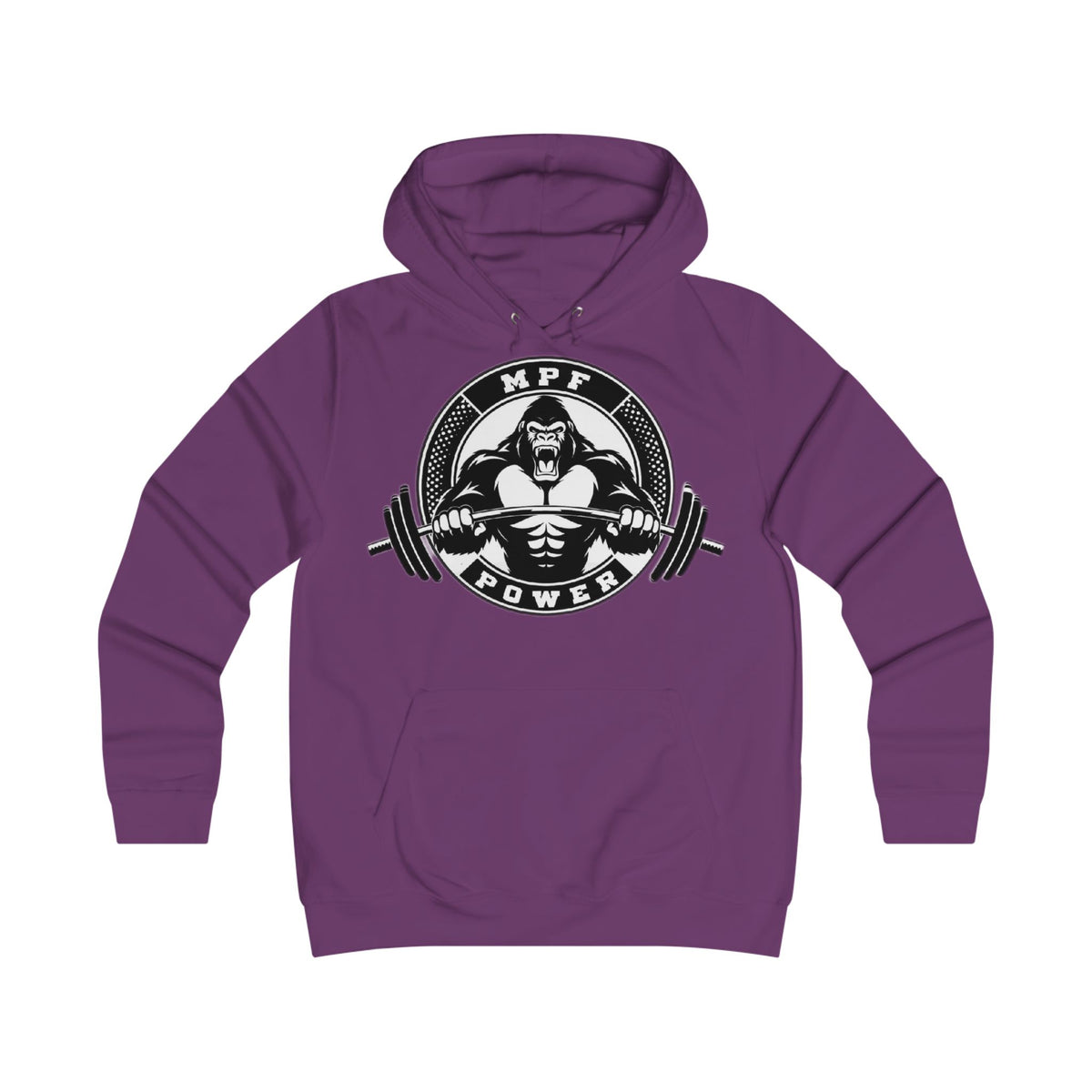 Gym Gorilla Hoodie — 'MPF Power' Weightlifting Hooded Sweatshirt with BACK: DOMINATE