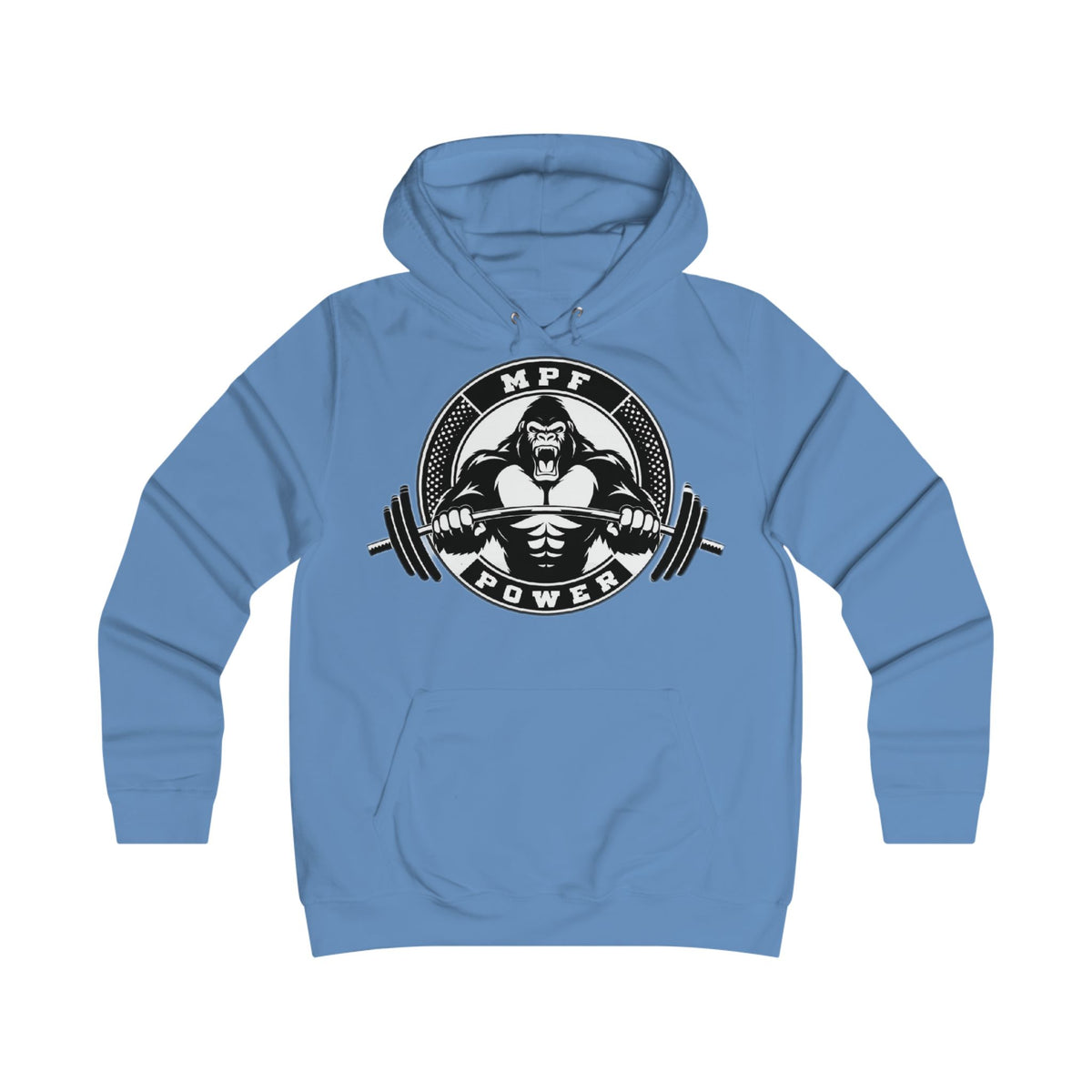 Gym Gorilla Hoodie — 'MPF Power' Weightlifting Hooded Sweatshirt with BACK: DOMINATE