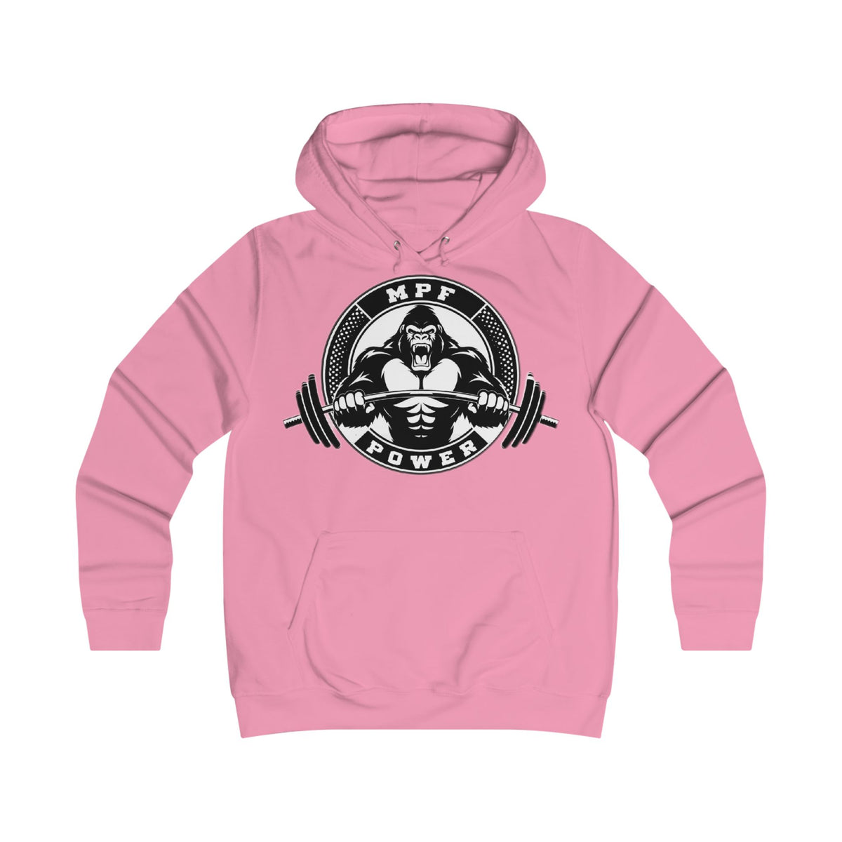 Gym Gorilla Hoodie — 'MPF Power' Weightlifting Hooded Sweatshirt with BACK: DOMINATE