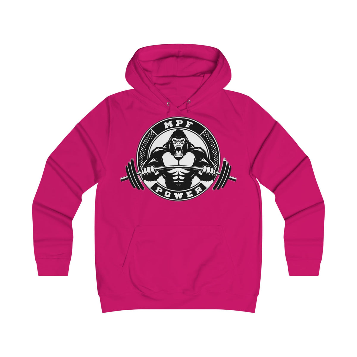 Gym Gorilla Hoodie — 'MPF Power' Weightlifting Hooded Sweatshirt with BACK: DOMINATE